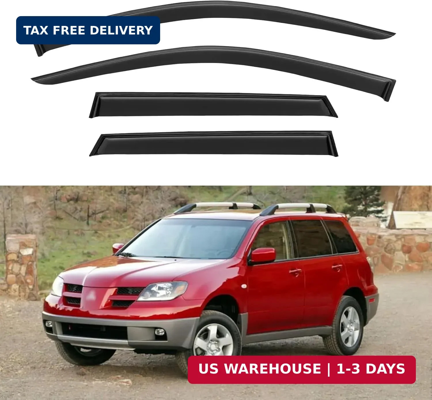 Window Visors Rain Guards for 2003 2004 2005 2006 Mitsubishi Outlander, Out-Chan