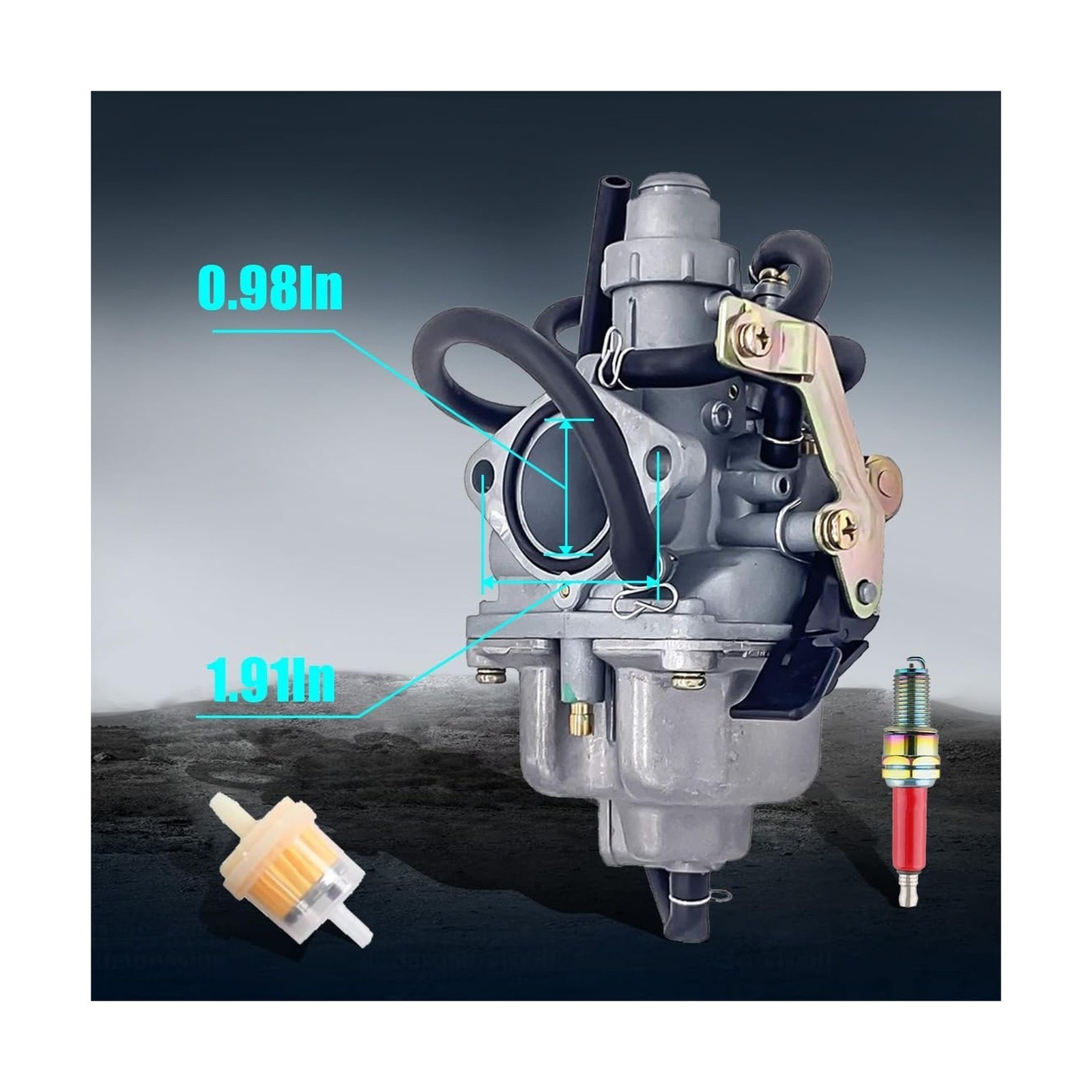 Carburetor w/ Fuel Tank Petcock Valve Set, Fit For Honda TRX250 Recon 250 ATV