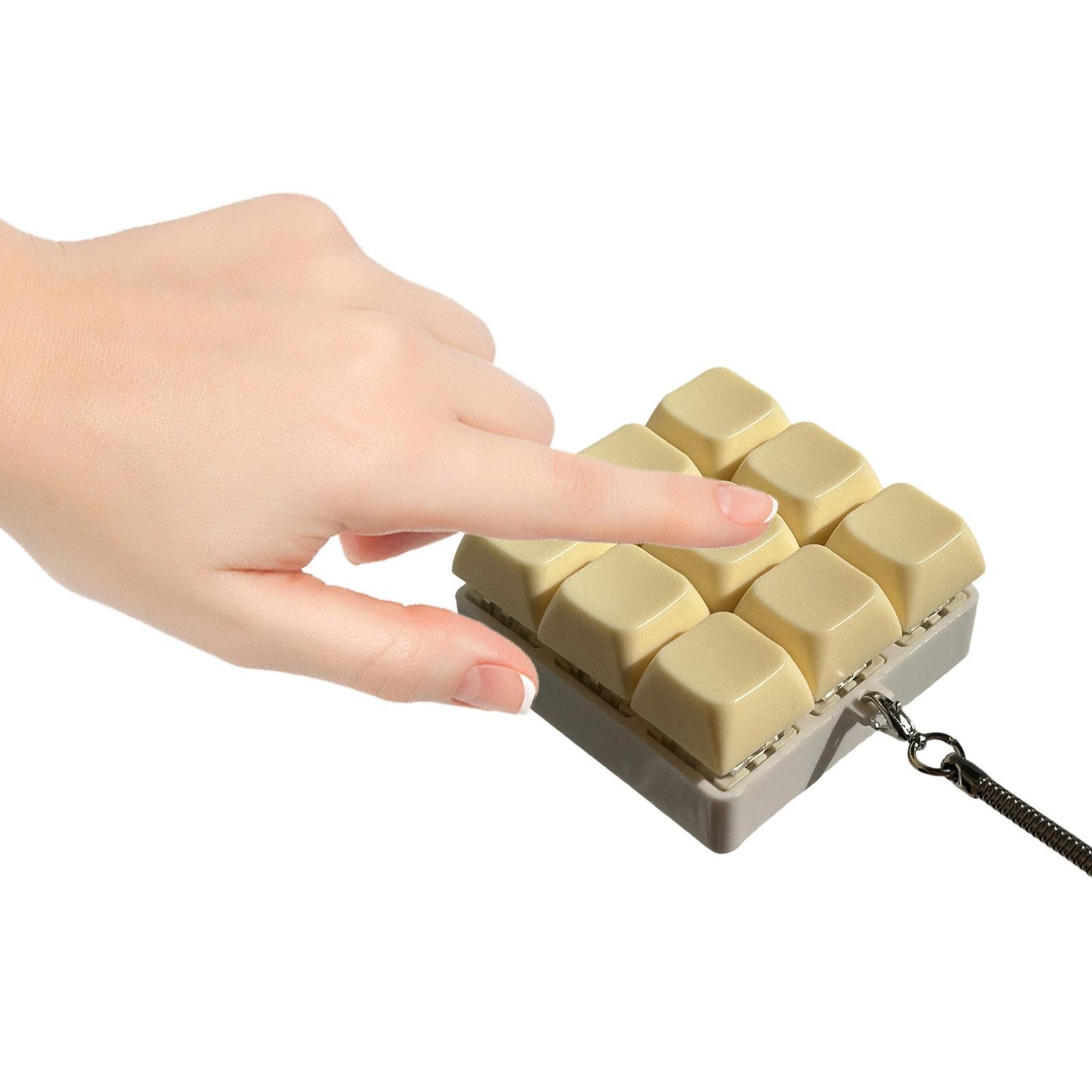 9 Button Clicker Key Board Keychain Finger Toy Accessory with Lanyard for Adult