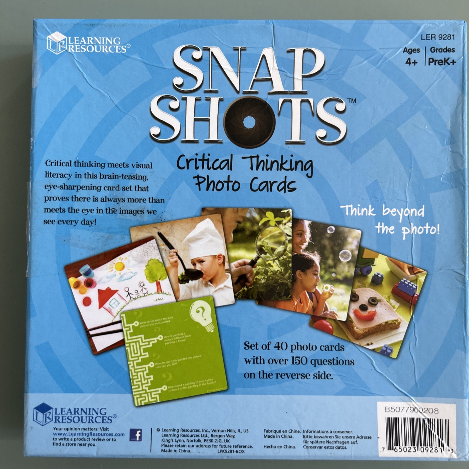 SNAP SHOTS Critical Thinking Photo Cards-PreK Grade 40 Photo Cards, 150 Question