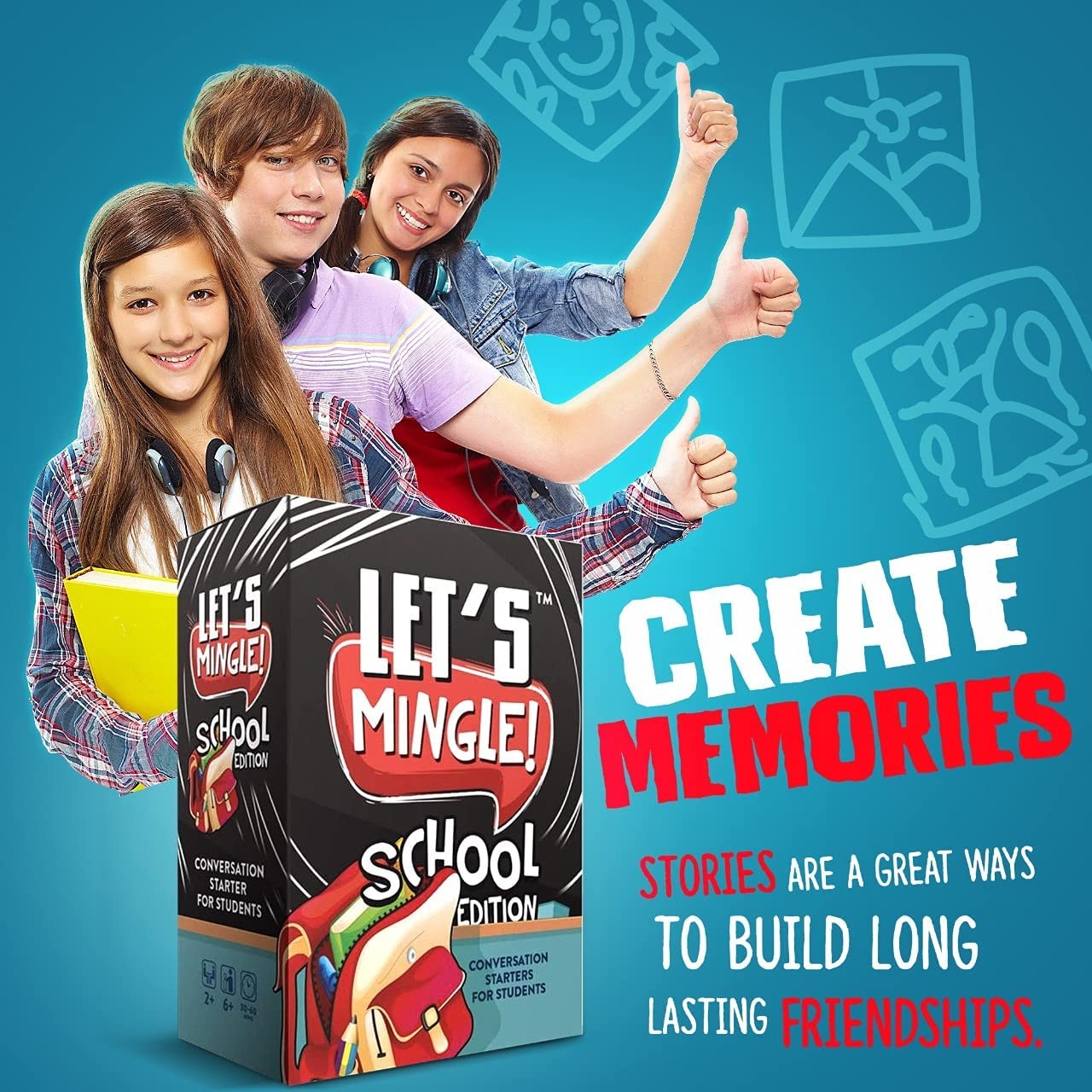 FUN TRIBE Let’s Mingle Conversation Starters Game for Kids Ages6+ School Edition
