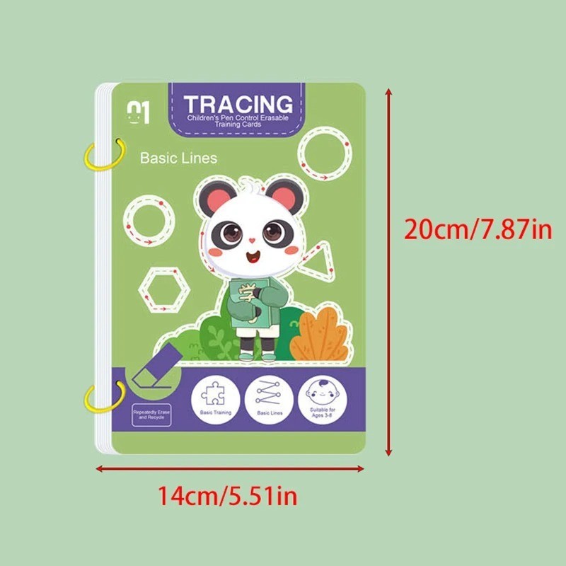 34-Page Children’s Reusable Workbook Set with Erasable Pen – Early Learning of W