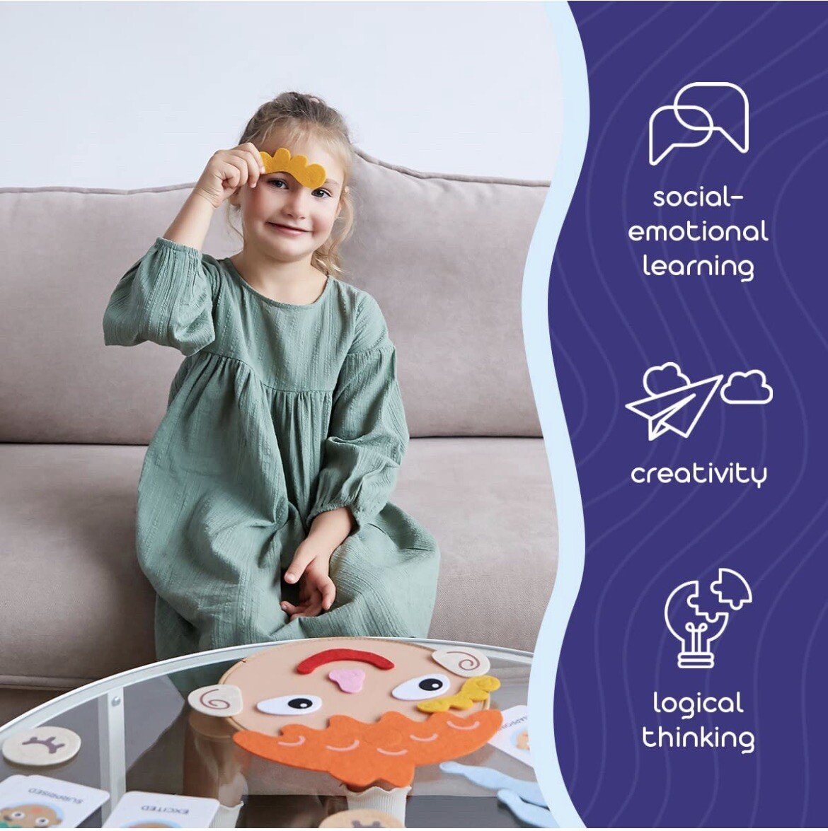 Social Emotional Game for Kids – Make Faces & Describe Feelings 9 Flashcards