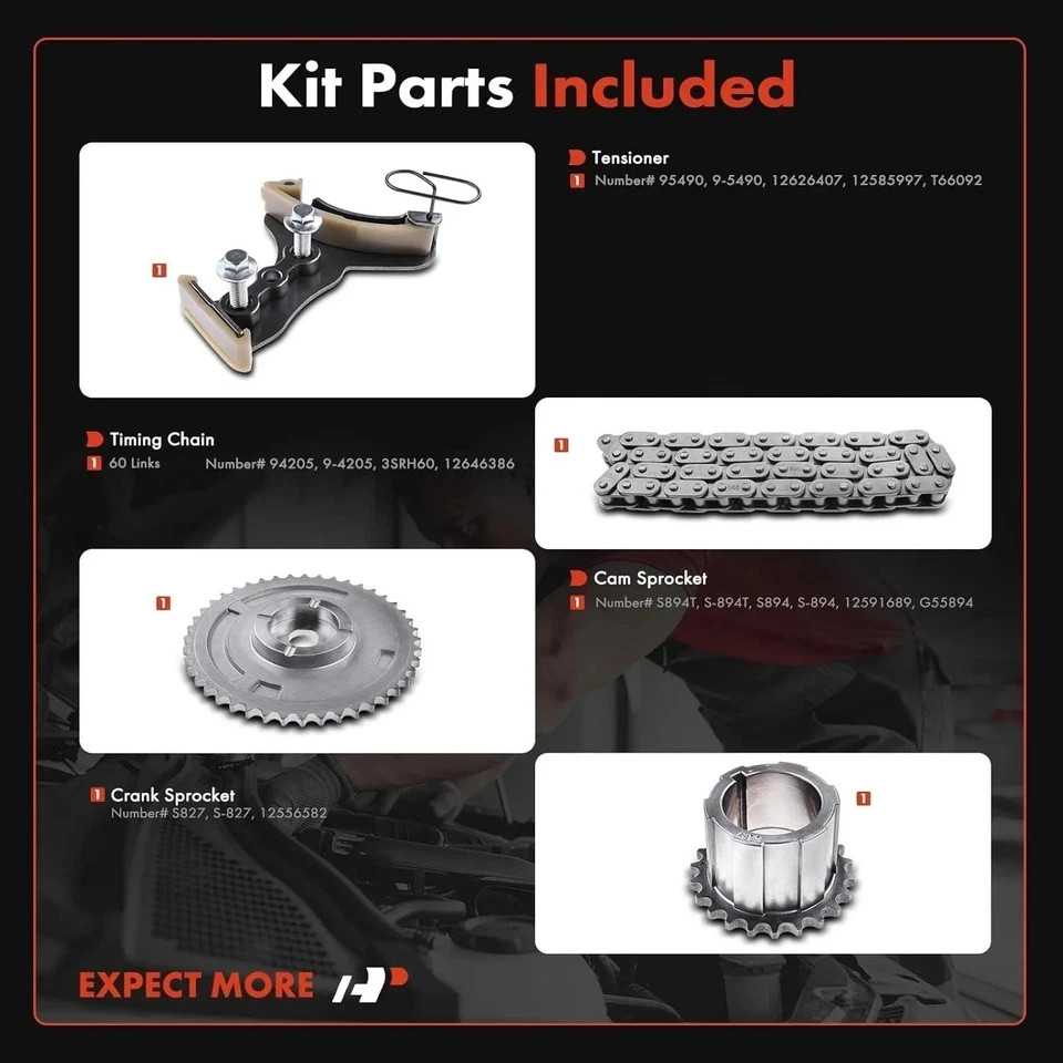 Timing Chain Kit W/Tensioner [OHV 8Cyl 4.3 4.8 5.3 6.0 6.2L] Compatible with Che