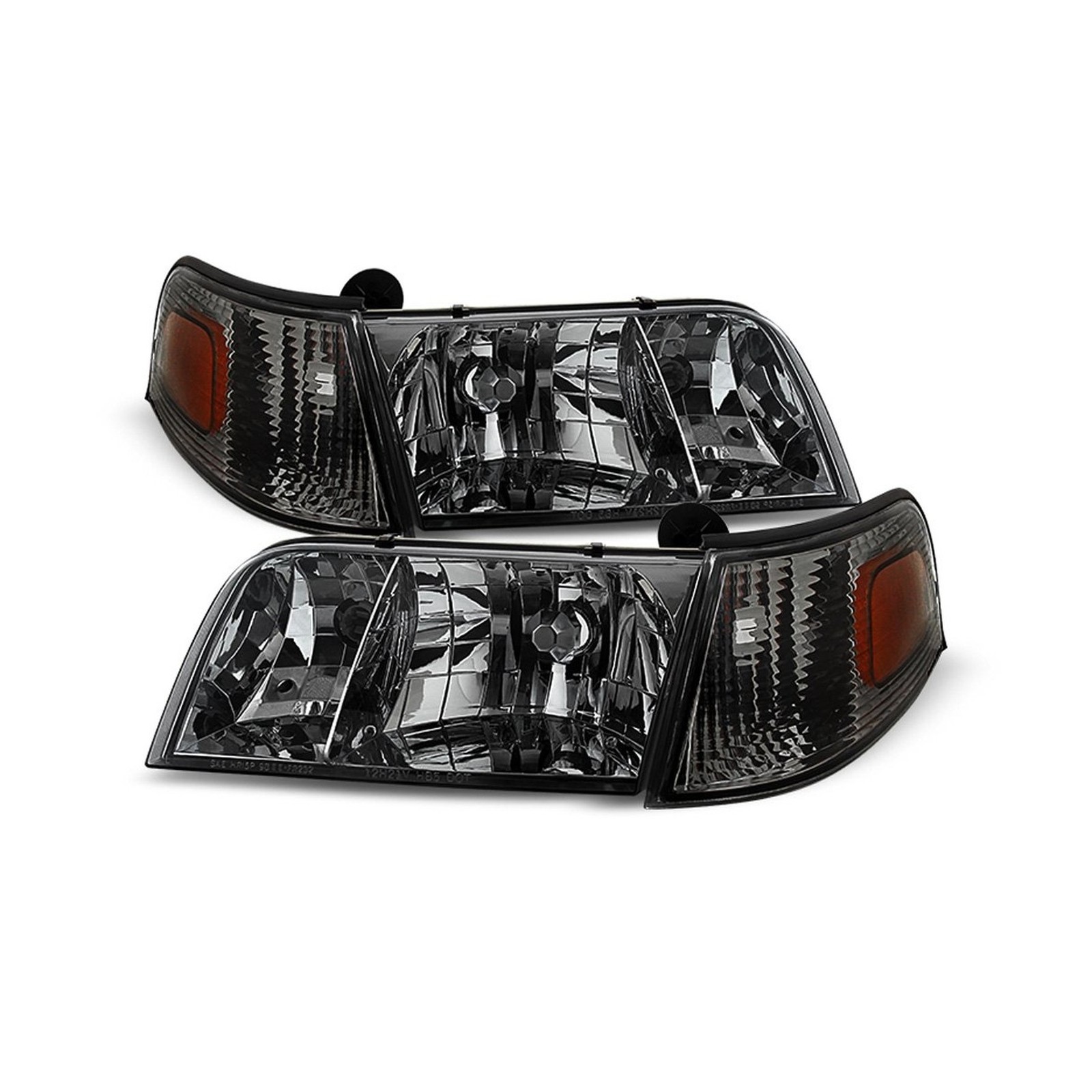 ACANII – For 1998-2011 Ford Crown Victoria Smoked Lens 4pcs Headlights w/Corn…