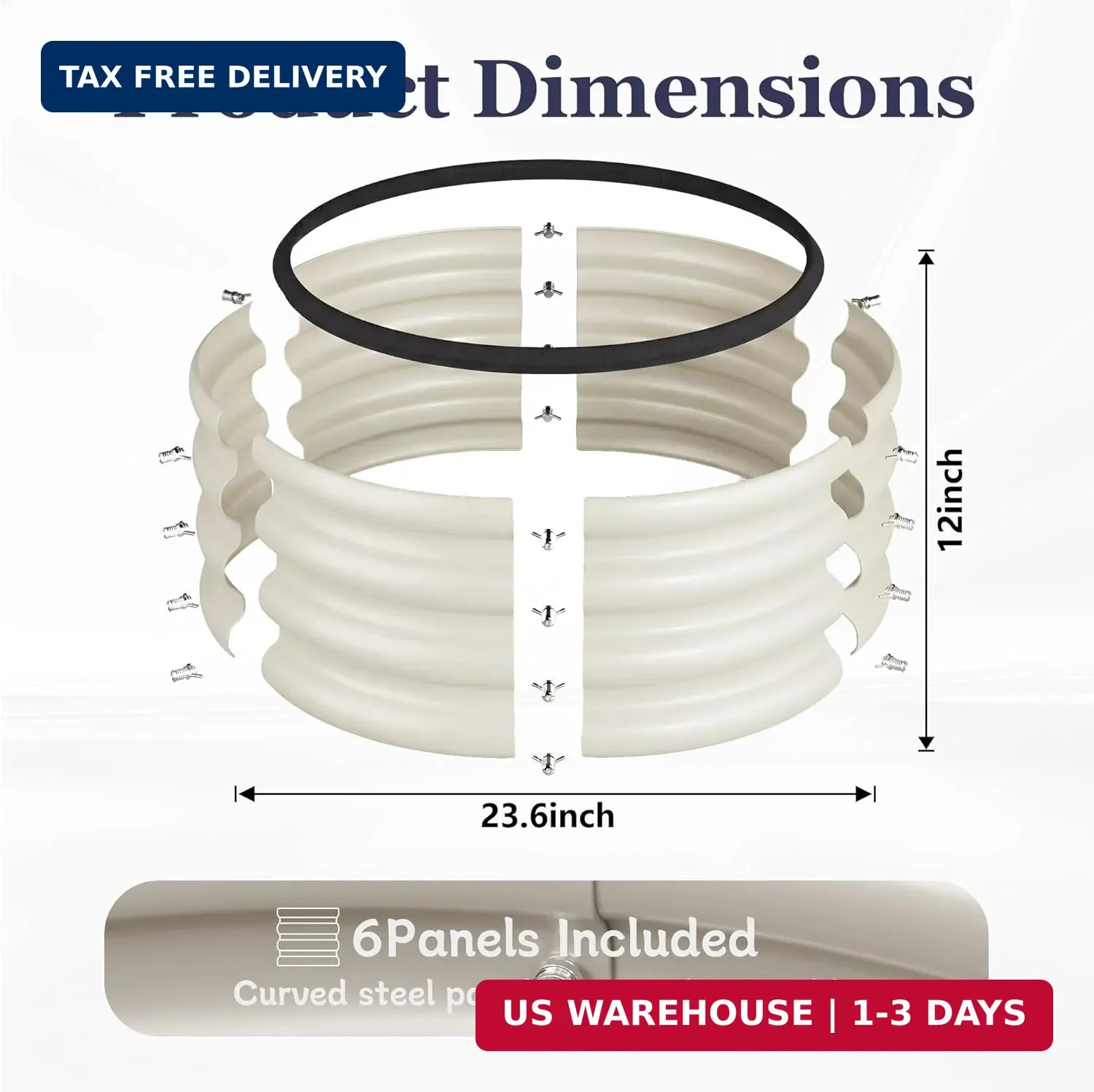 2 x 2 x 1 ft Round Raised Garden Bed, White 2 Pack 12 in Deep Galvanized Steel P