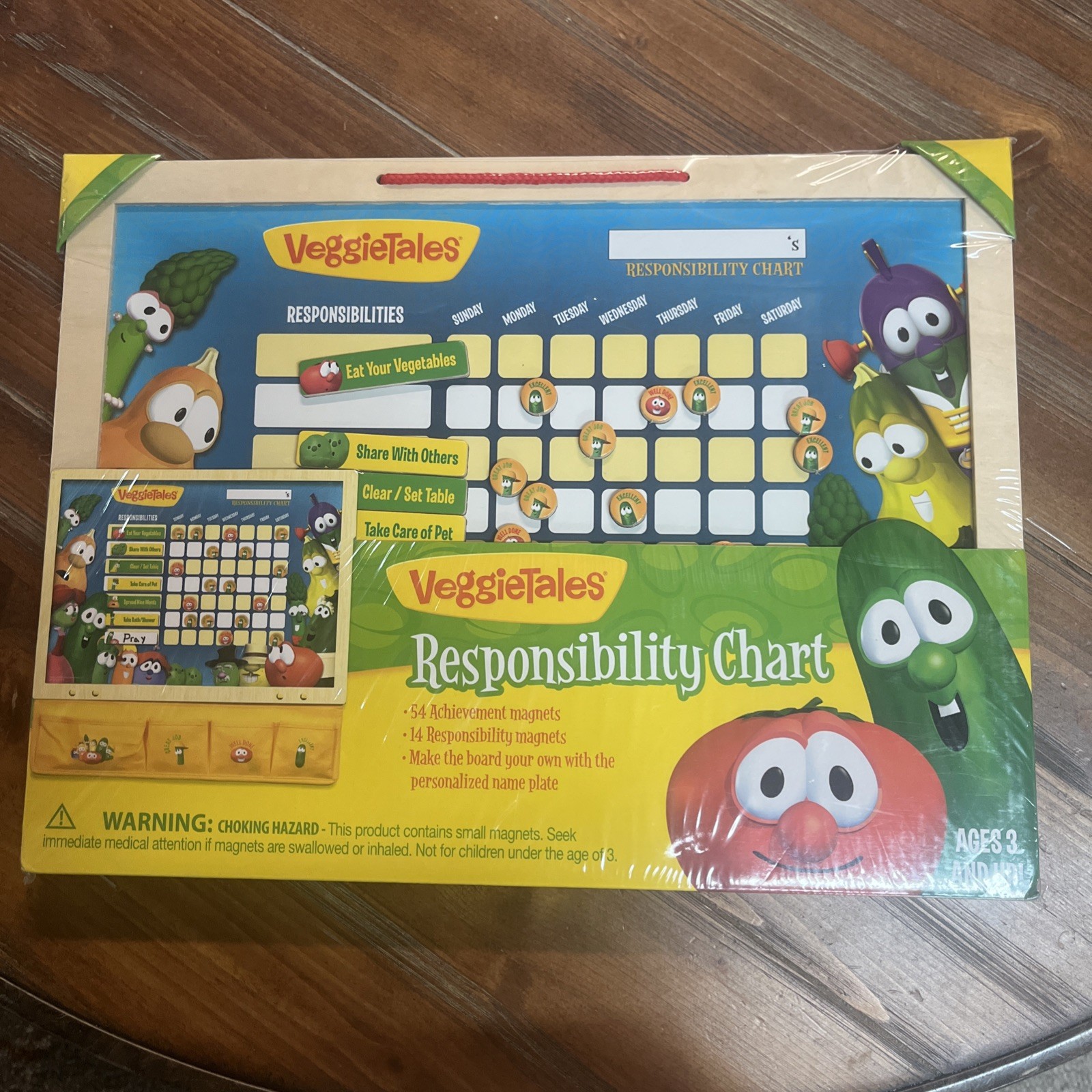 Veggie Tales Responsibility Chart Wooden New & Sealed Magnetic Chores