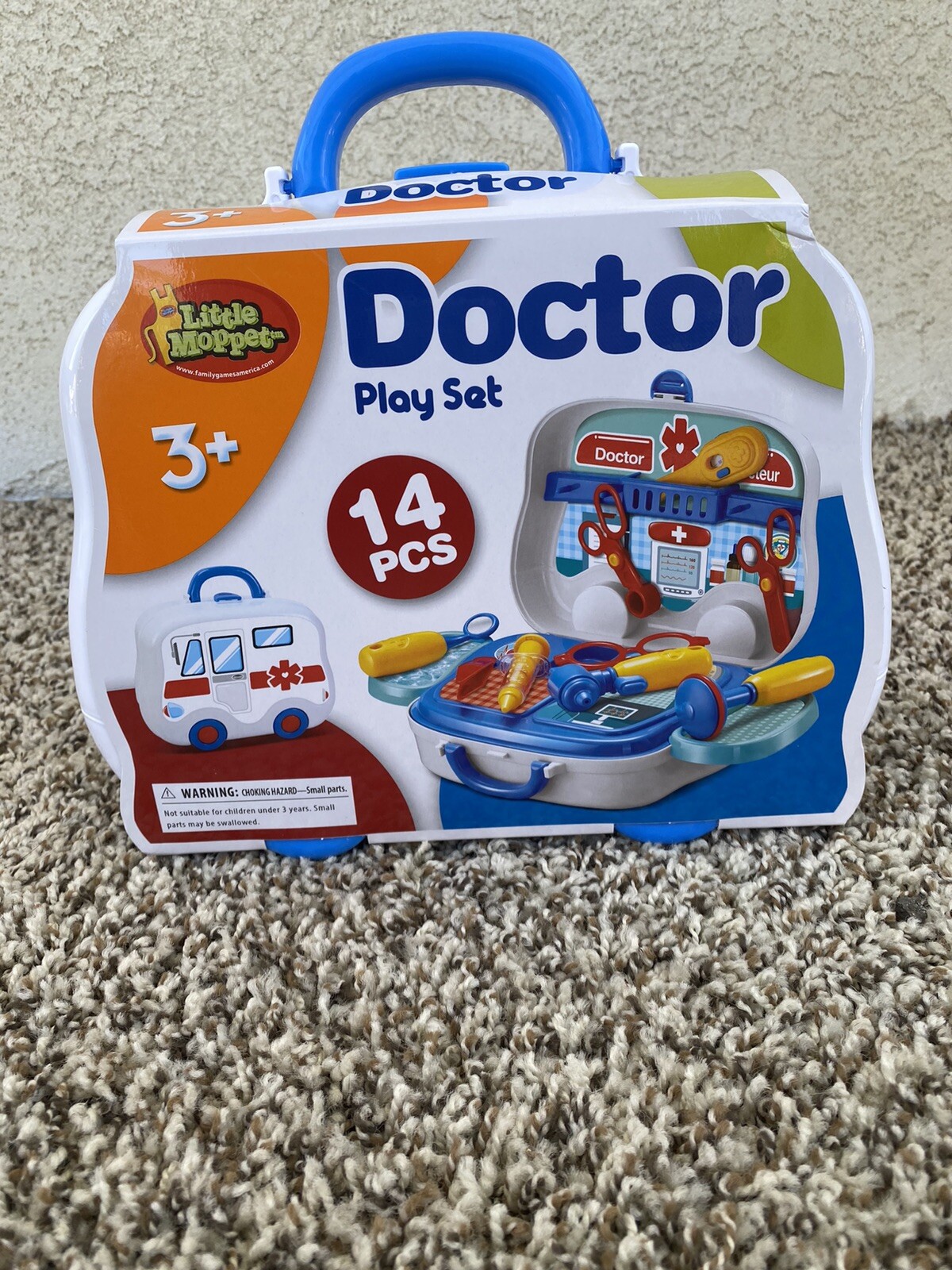 DOCTOR PLAY SET 14 PCS with CASE HANDLE WHEELS 3+ Little Moppet NEW UNOPENED