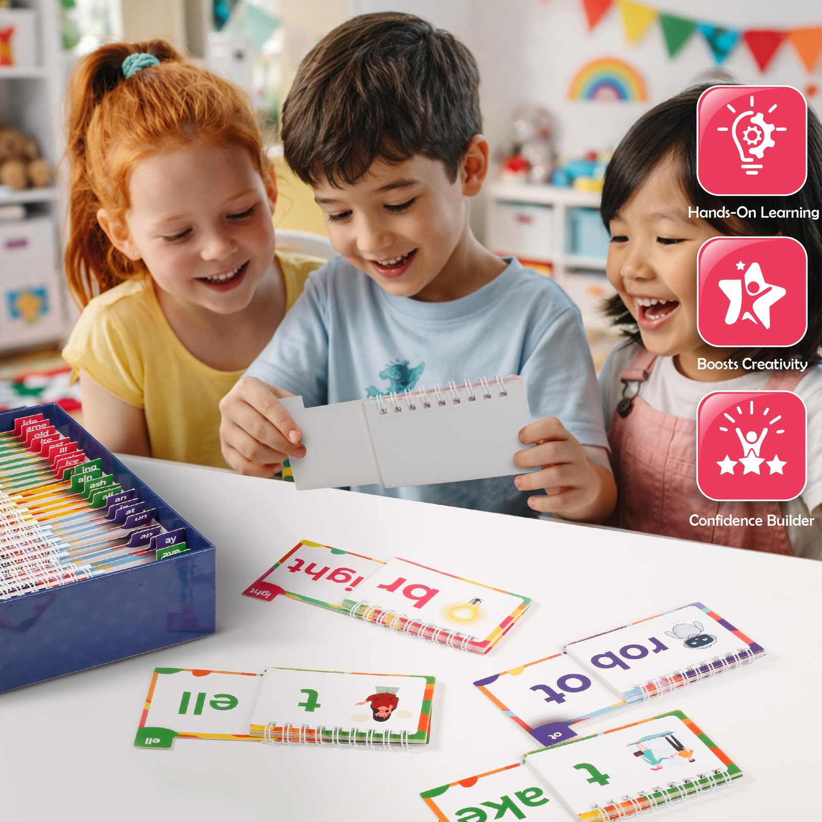 30 Read and Rhyme Flip Books, Phonics Flash Cards, Word Family Build Book, Le…