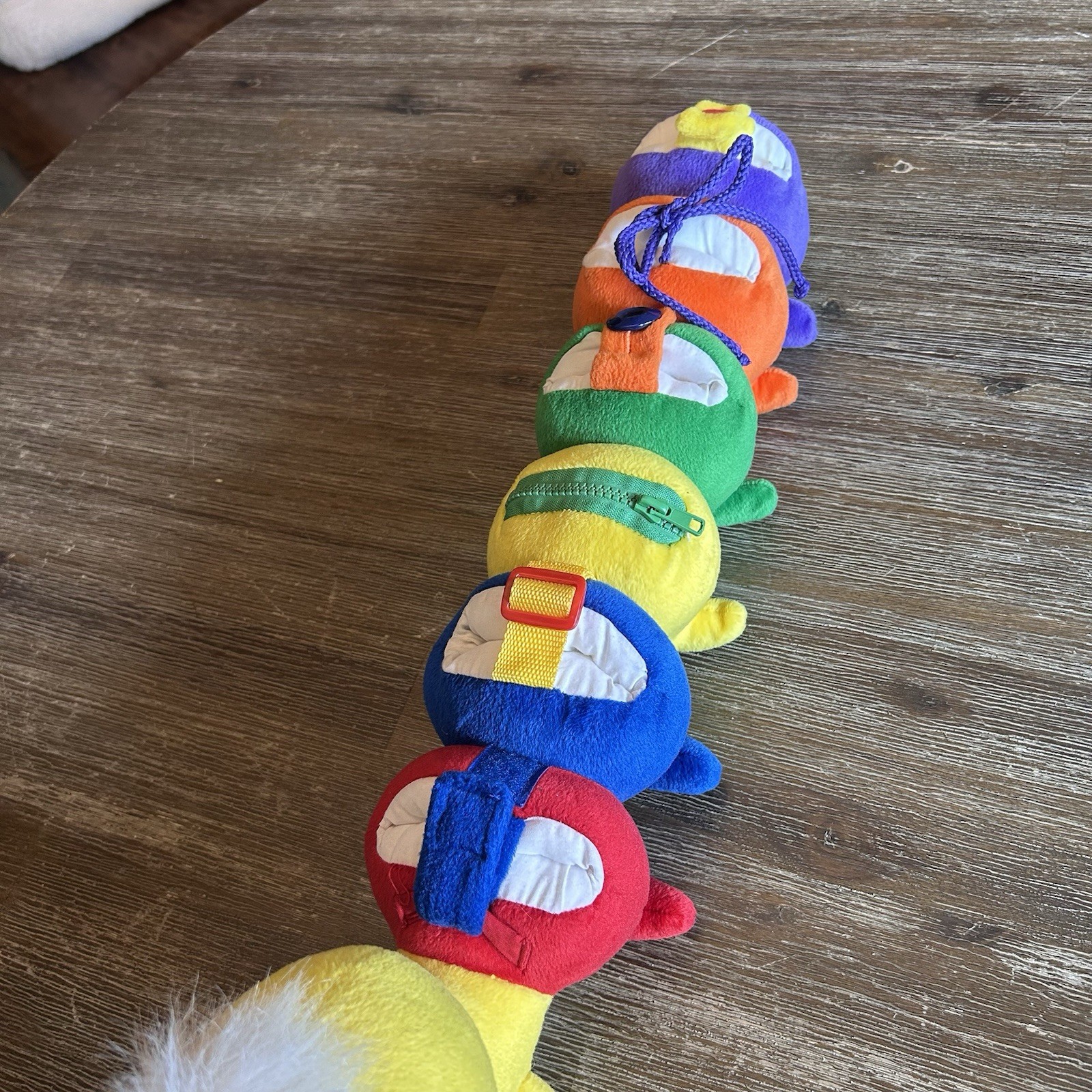 Edushape Toys 21” Caterpillar Dress-A-Pillar Plush Learning Toy Zip Buckle Tie