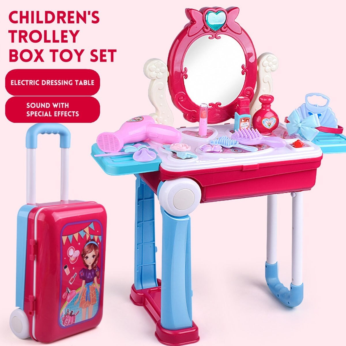 Happy Dresser Set 2 in 1 Makeup Set with Attractive Travel Suitcase Play Set