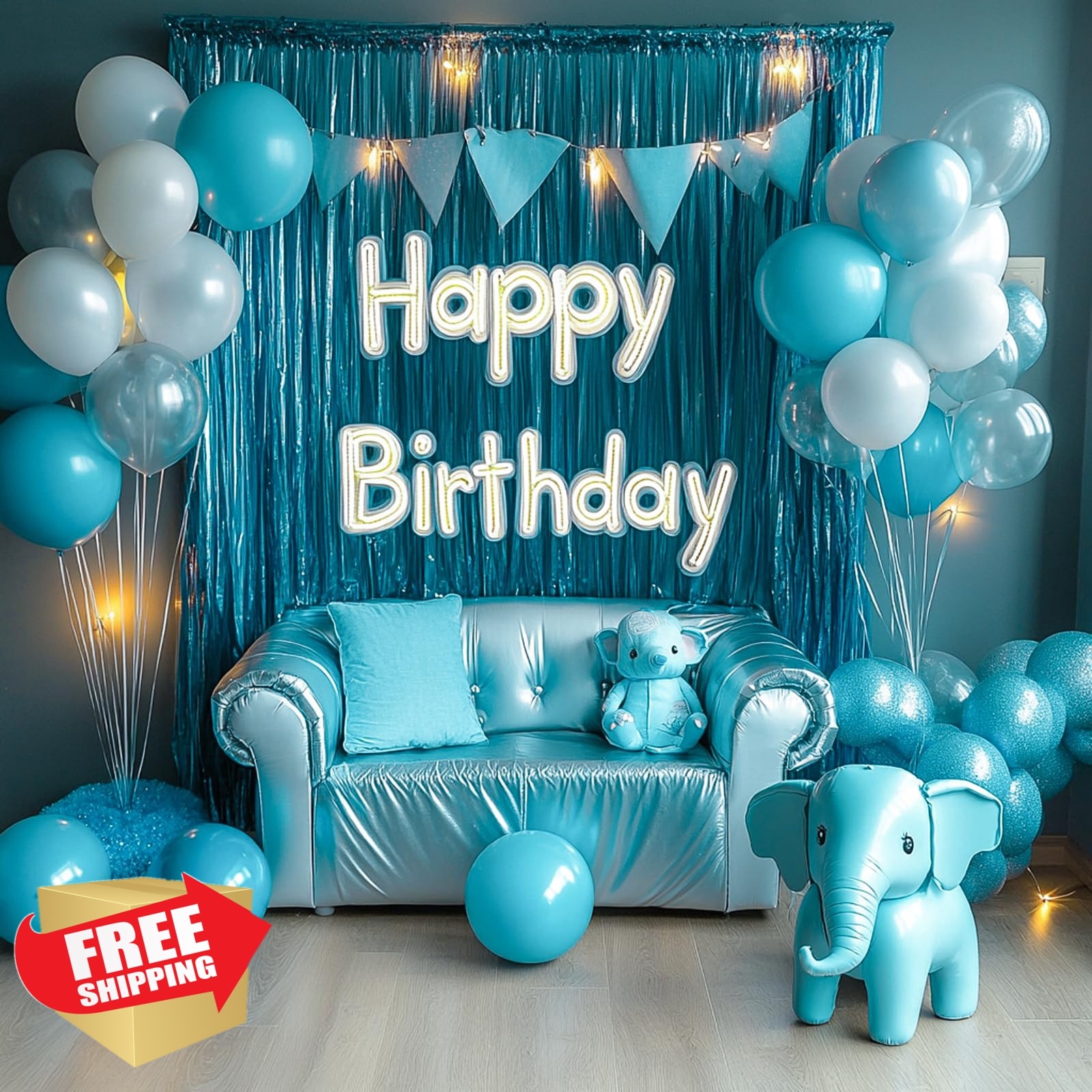 PartyWoo Light Blue Streamers 3pcs