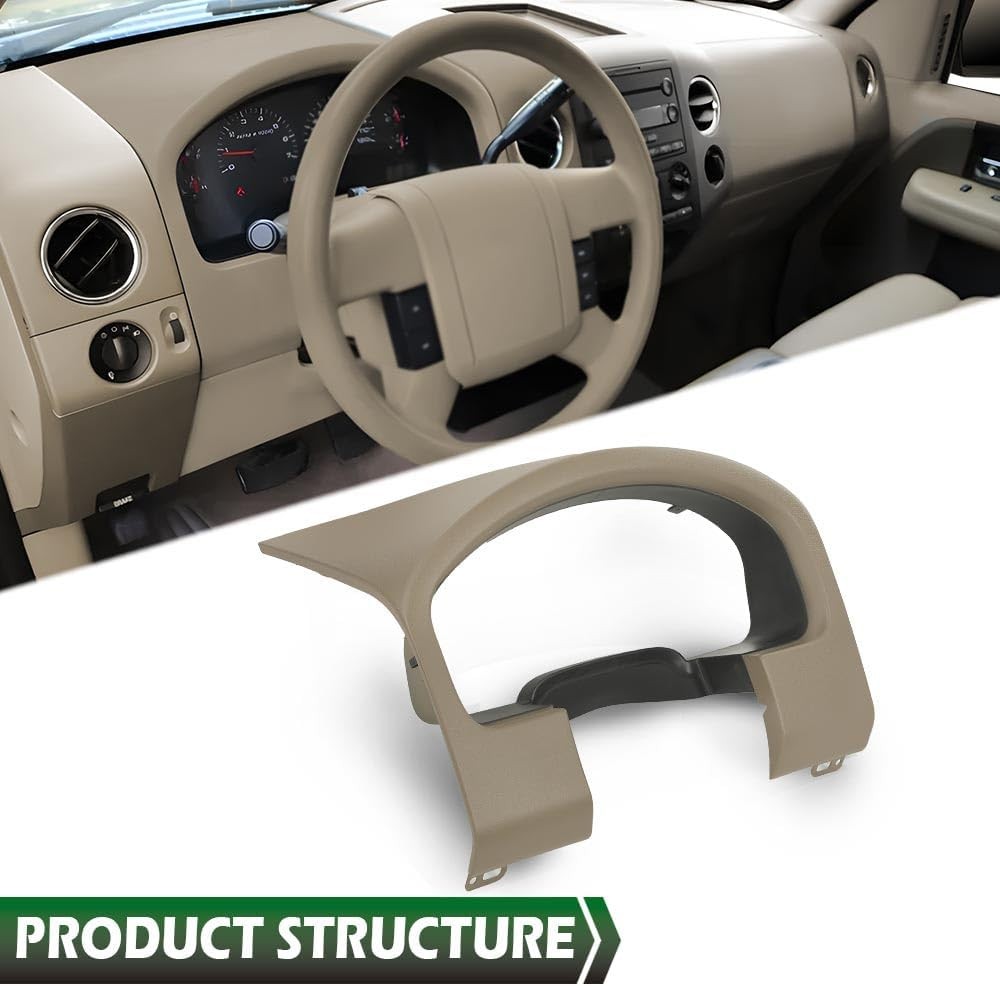 04-08 Ford F150 Instrument Cluster Speedometer Dash Bezel Trim Beige Front Left