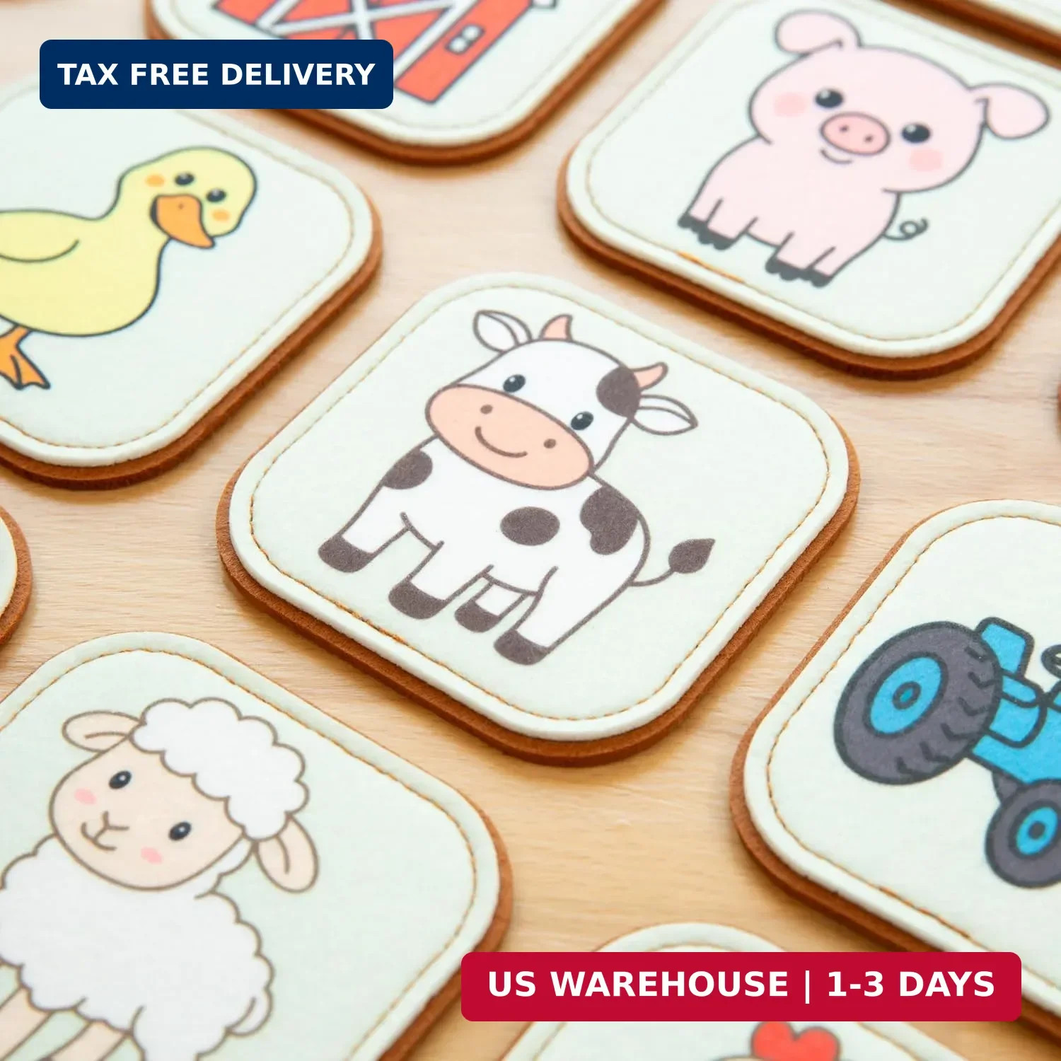 Felt Farm Matching Game for Toddlers – Farm Animal Memory Game & Flash Cards – S
