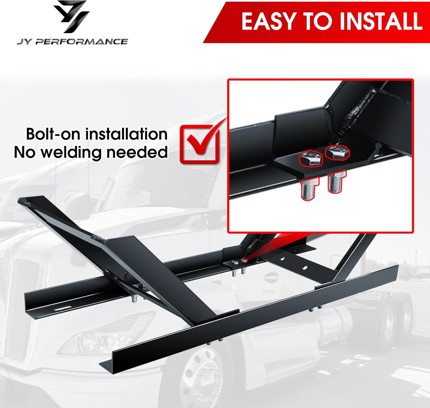 JY PERFORMANCE Semi Truck Spare Tire Rack with Cover for Commercial Truck,