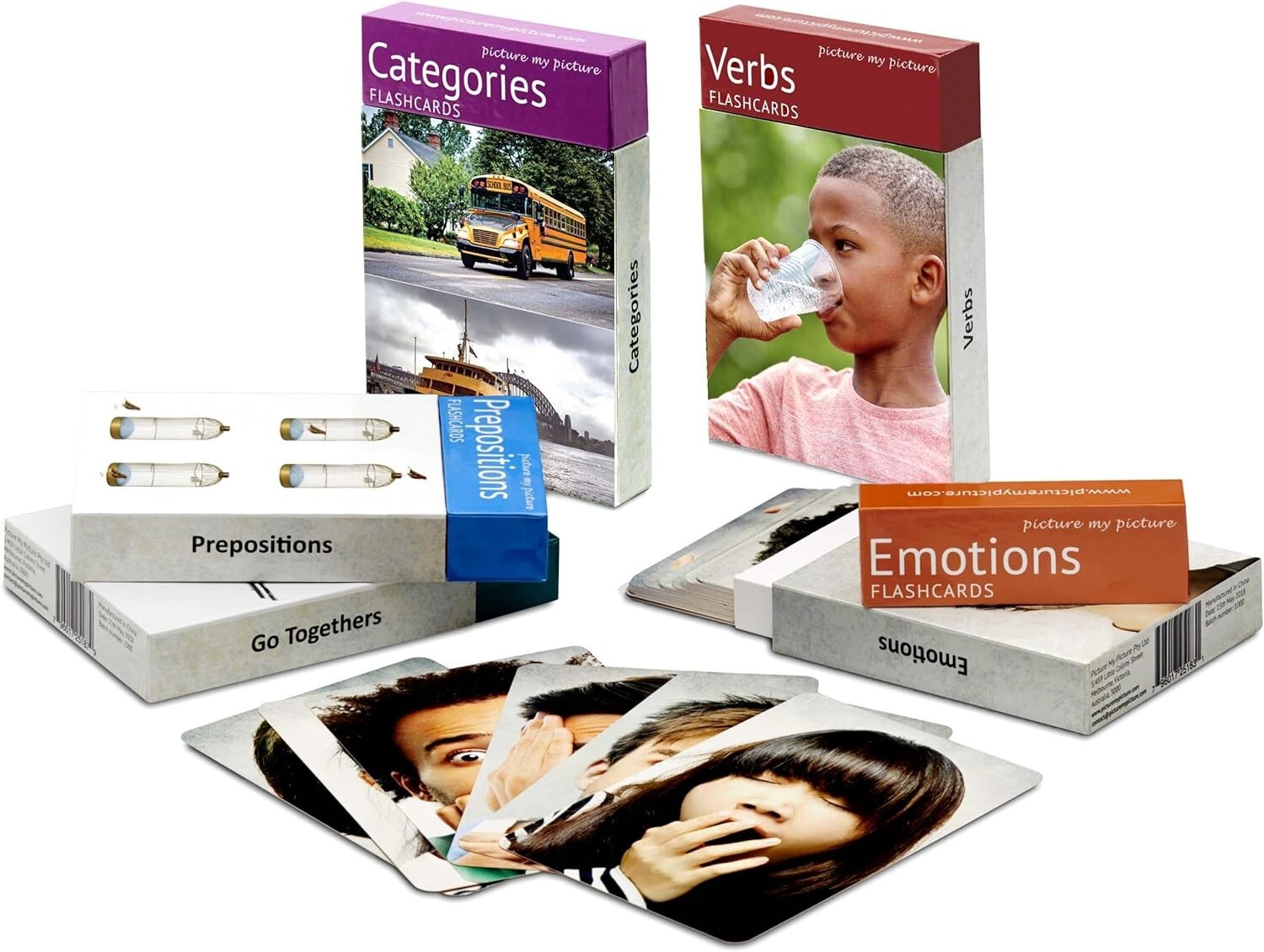 Feelings & Emotions, Prepositions, Verbs, Categories and Go Togethers Flashcards