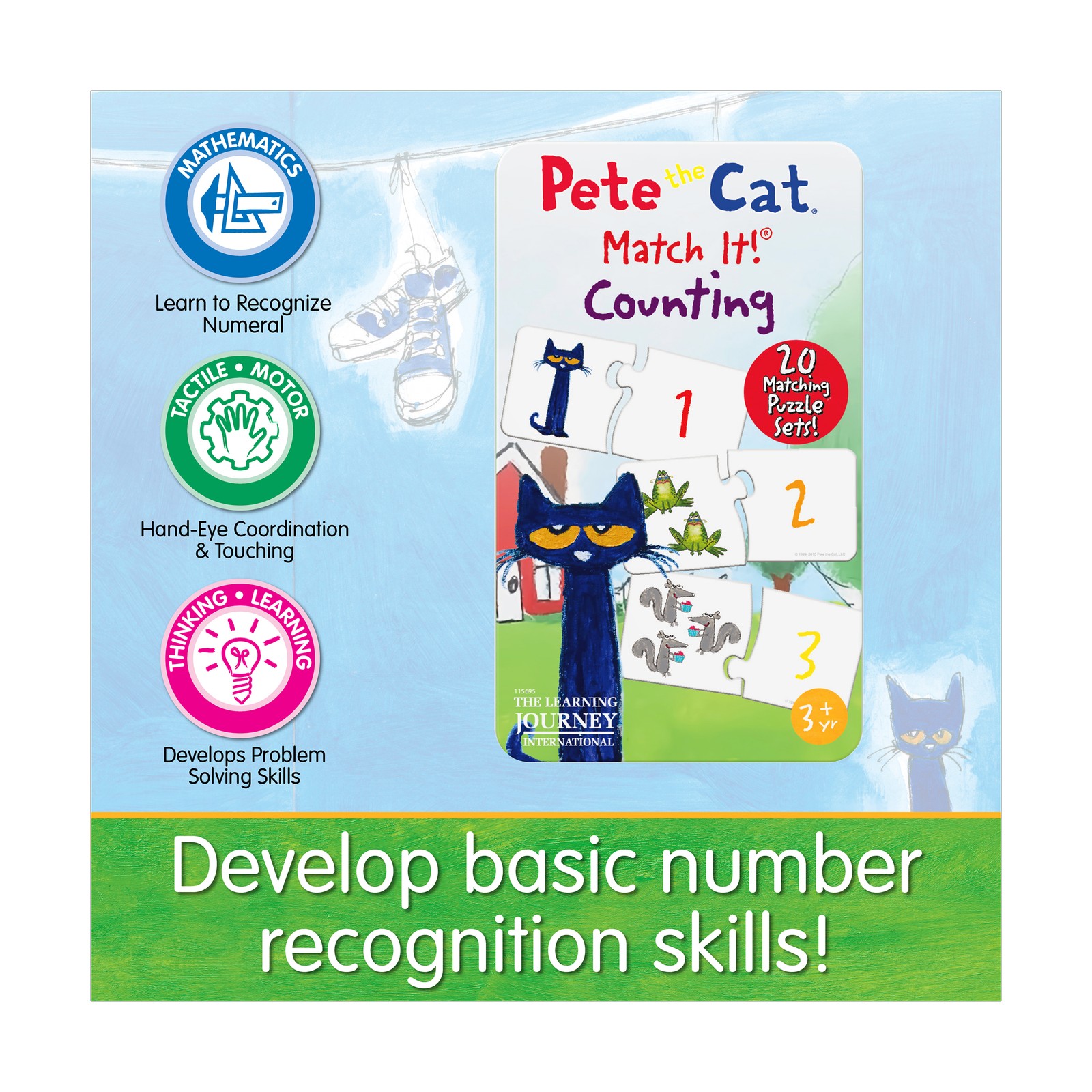 New – The Learning Journey Pete the Cat Match It! Tin – Counting – Ages 3+