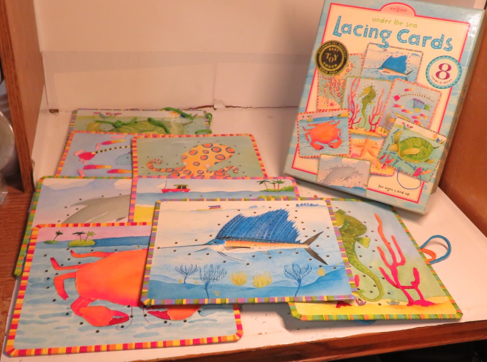 Vintage 2005 EEBOO Under The Sea Lacing Cards LEARNING TOOL EEBOO Kids Game Toy