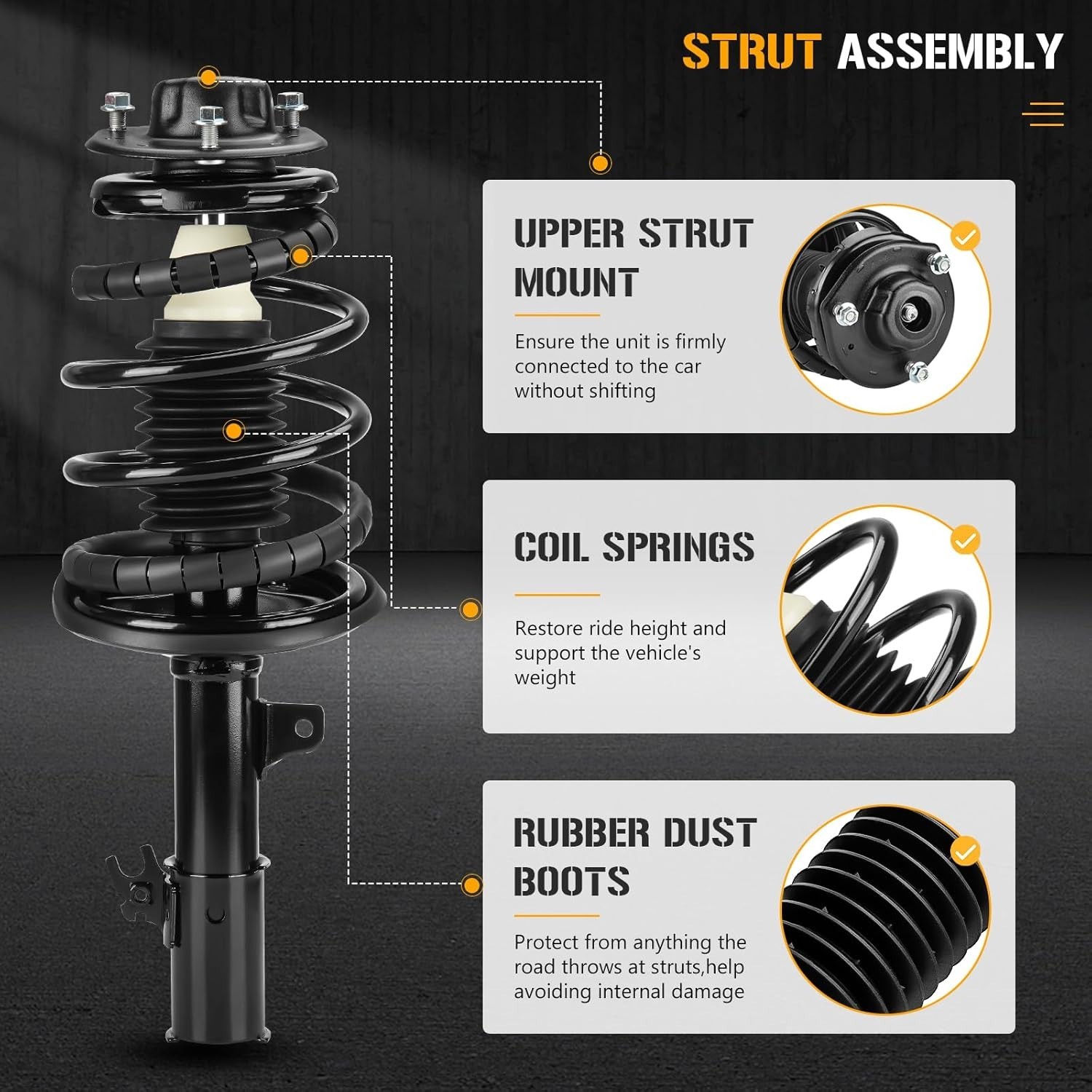 Front Complete Strut Assembly Shock Absorber Fit for Toyota Camry CE LE XLE 2.2.