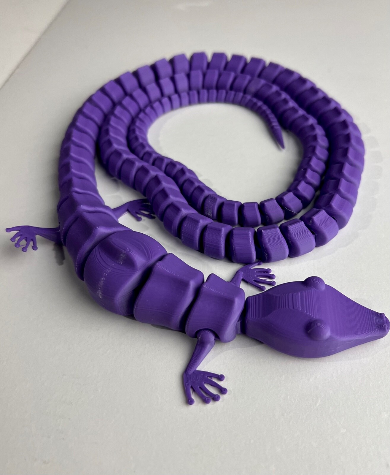 3D Printed Long Tailed Gecko Fidget Toy 42 inch long lizard custom colors