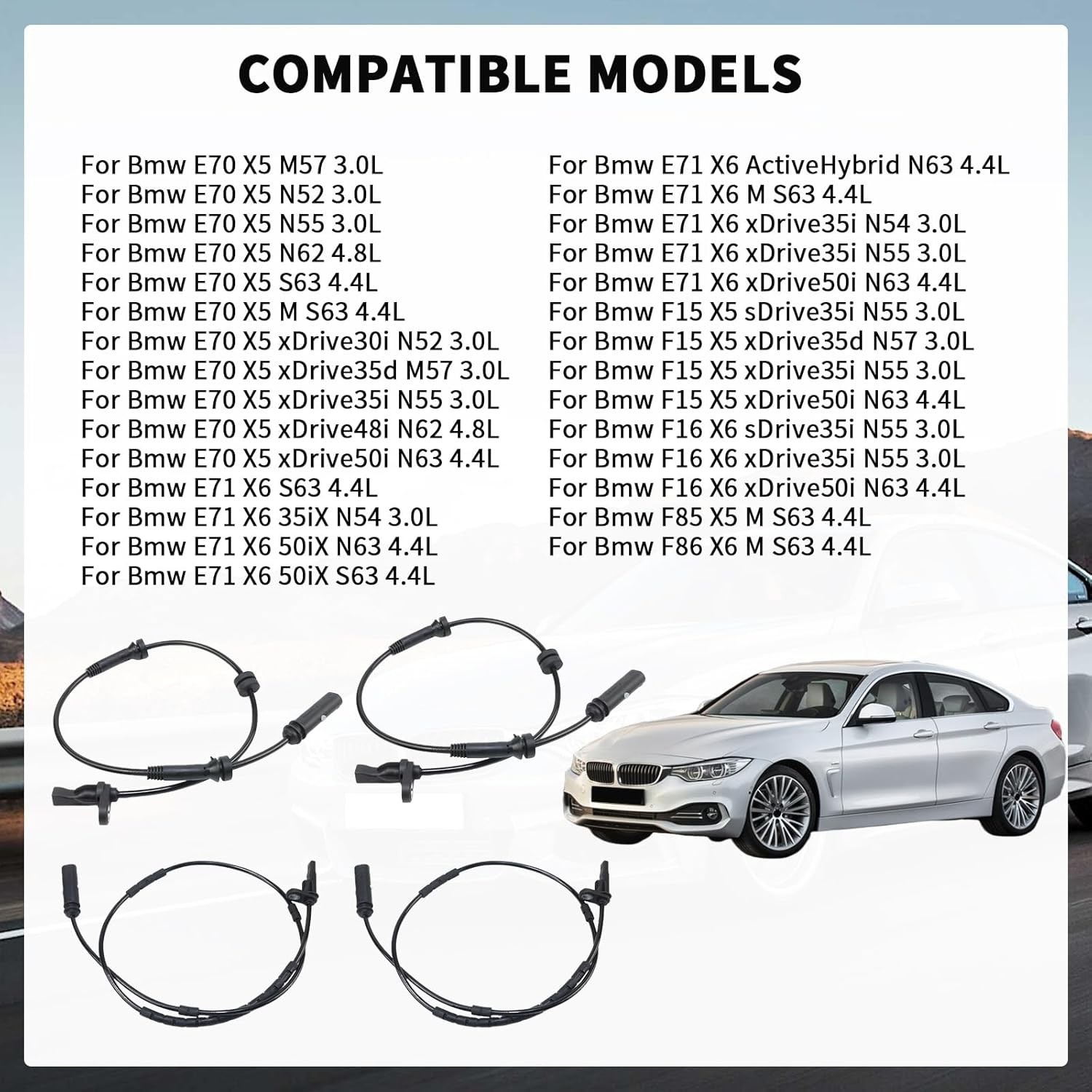 4 PCS Front and Rear L&R ABS Speed Sensor for BMW 2011-2021 M135 118i 220i 320i