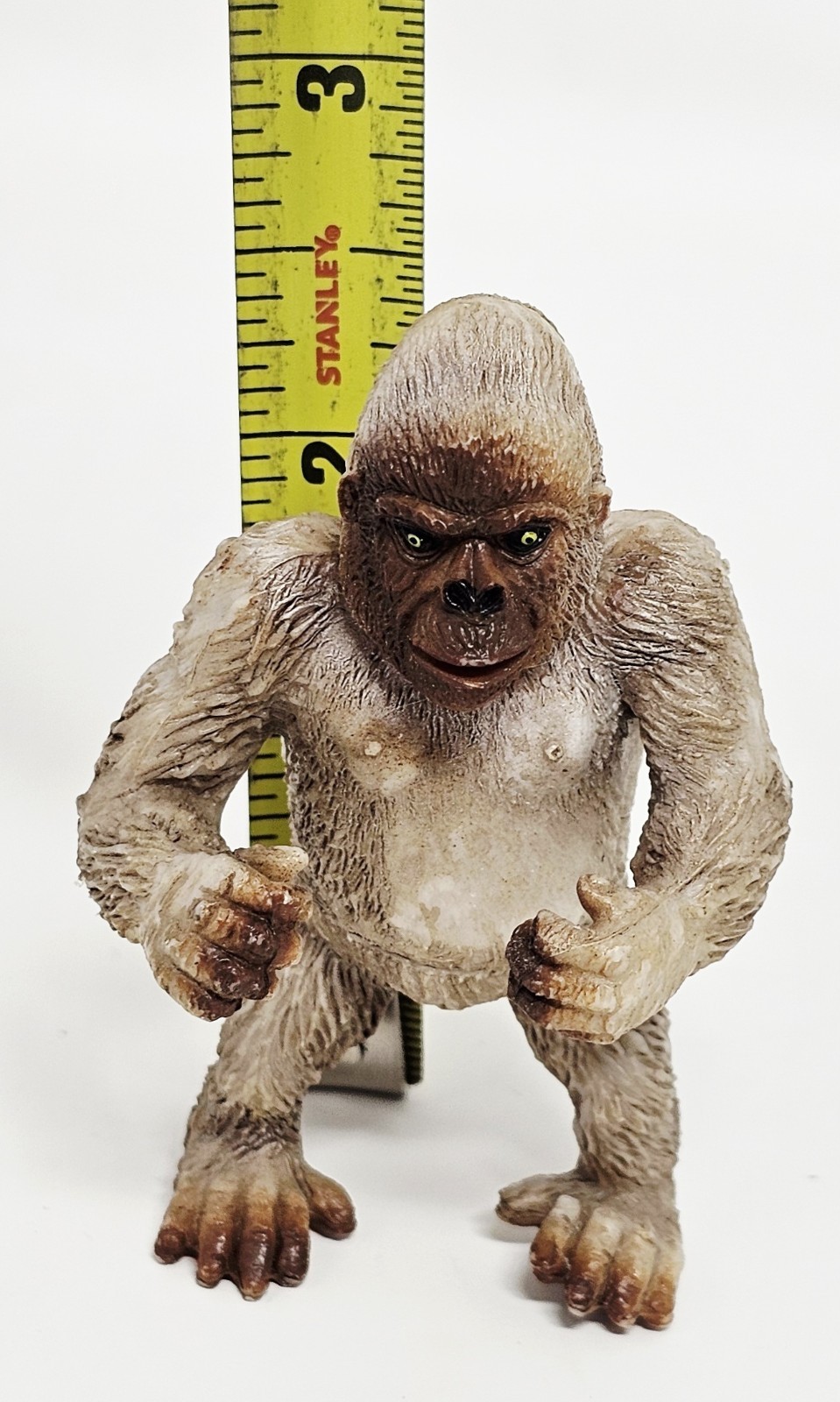 Albino Gorilla Ape White Plastic Toy Animal Vintage Realistic Educational 2.5″