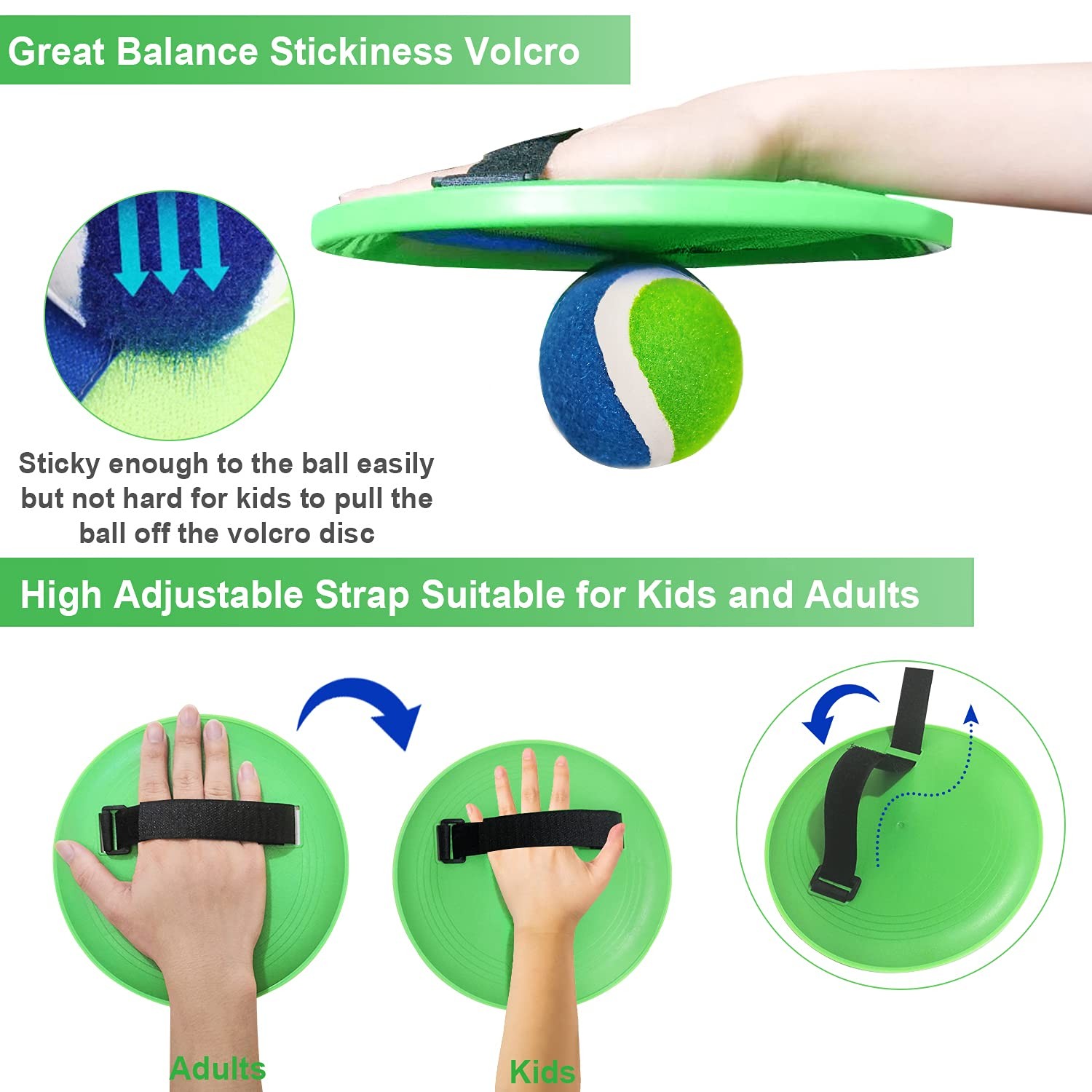 Jalunth Ball Catch Set Game Paddle – Beach Toys Medium, Green+pink 4 Pack