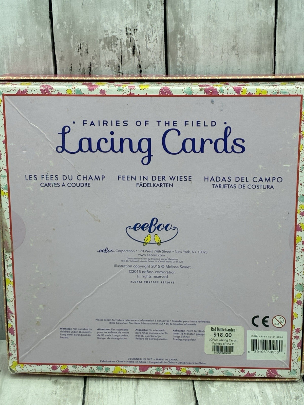 eeBoo Fairies of the Field Sewing Lacing Cards Preschool Toy with Gold Seal