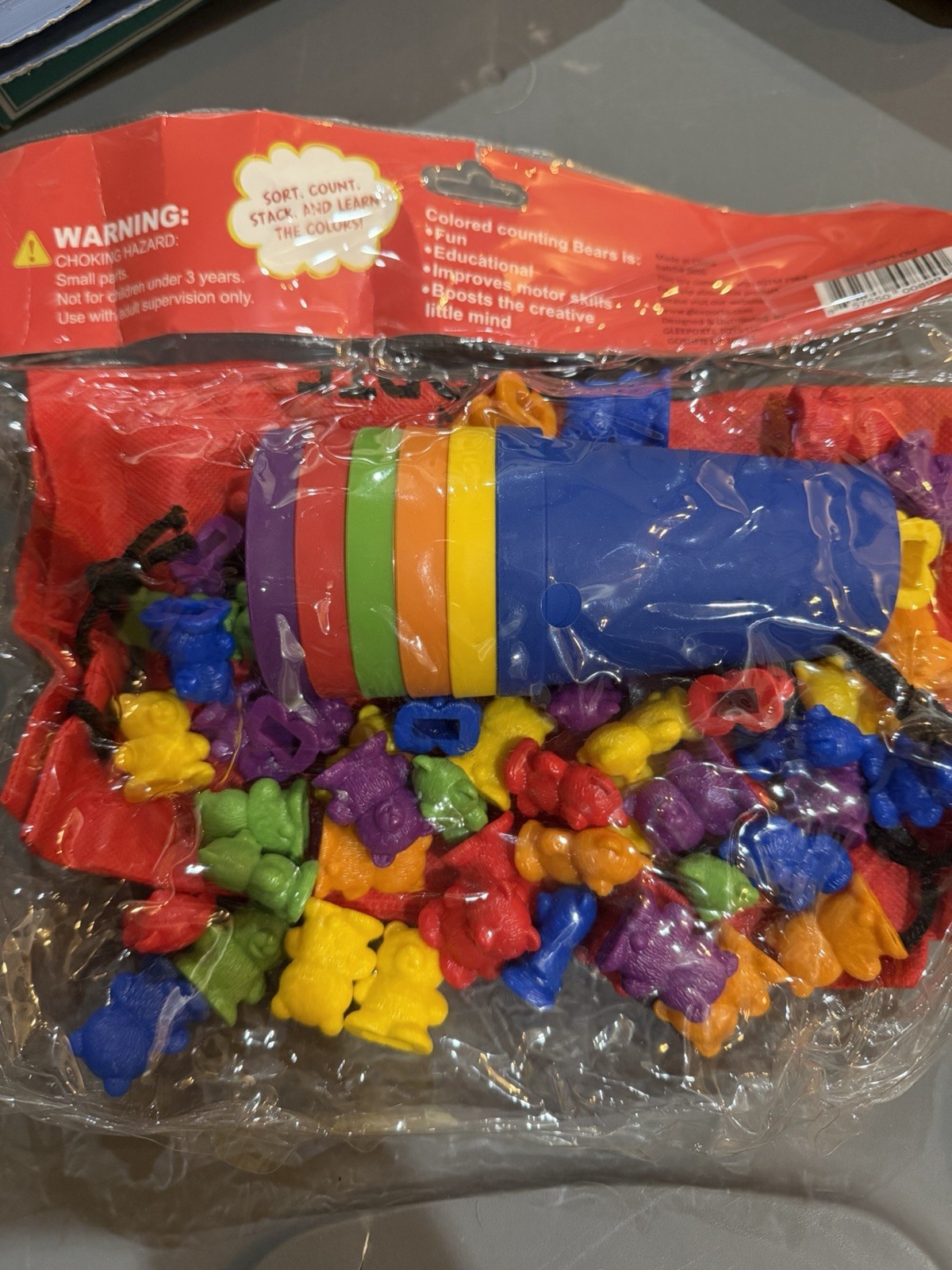 Rainbow Counting Bears w/ Matching Sorting Cups 67 Pcs Set + Storage Bag