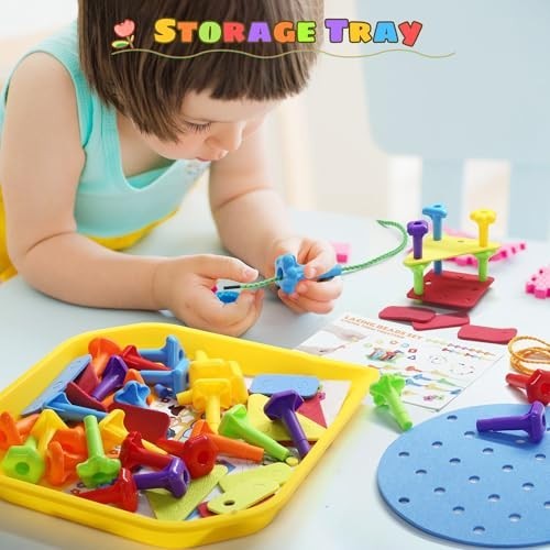 Peg Board Toy set 73Pcs DIY Building Stacking Toys for Kids 3-6 Years…