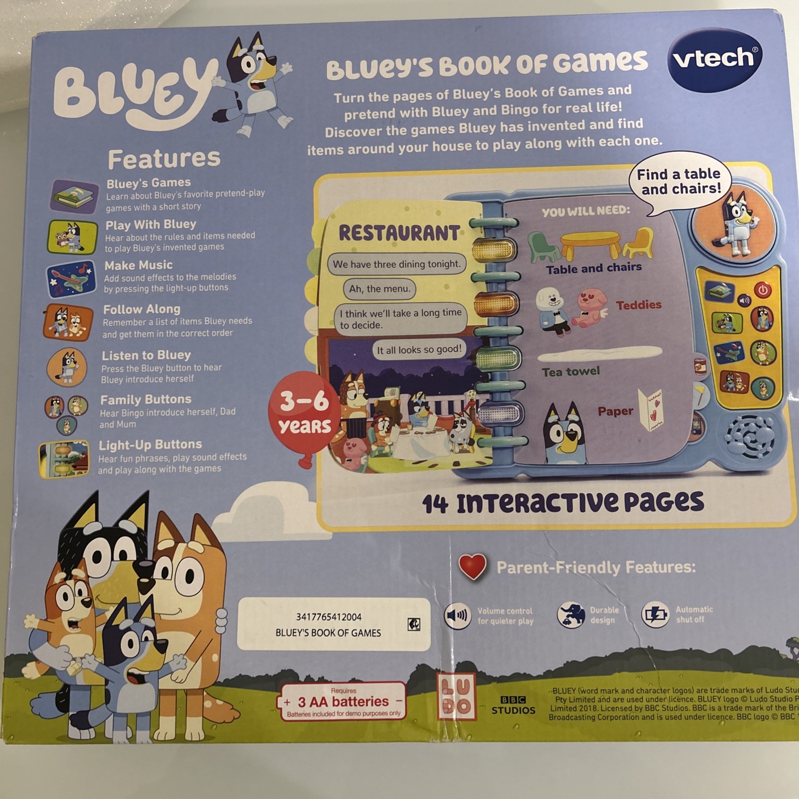 NEW! VTech Bluey’s Book of Games Interactive Pretend-Play Book for Preschoolers