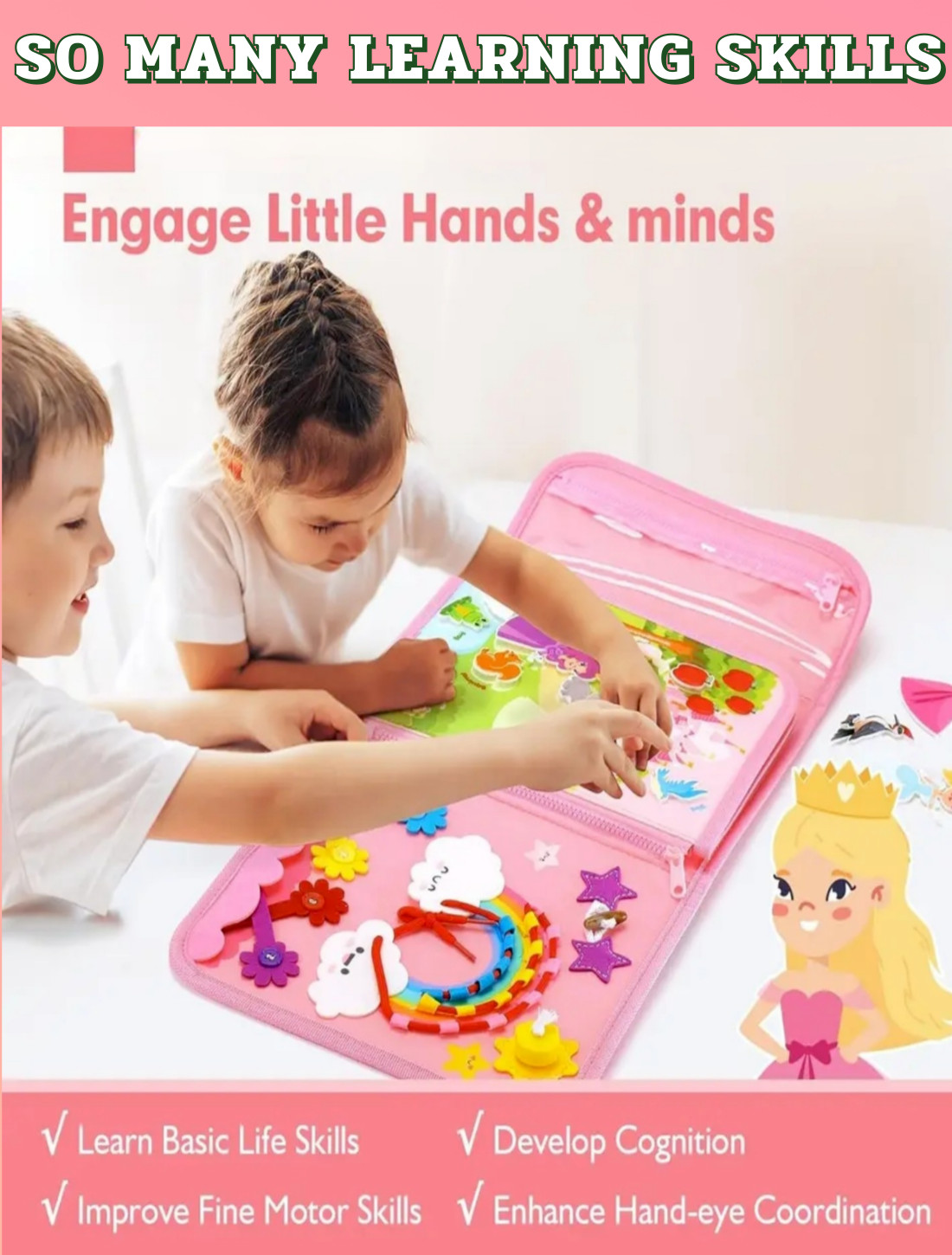 Busy Board Backpack Intelligence Learning Toy Travel Essential Montessori