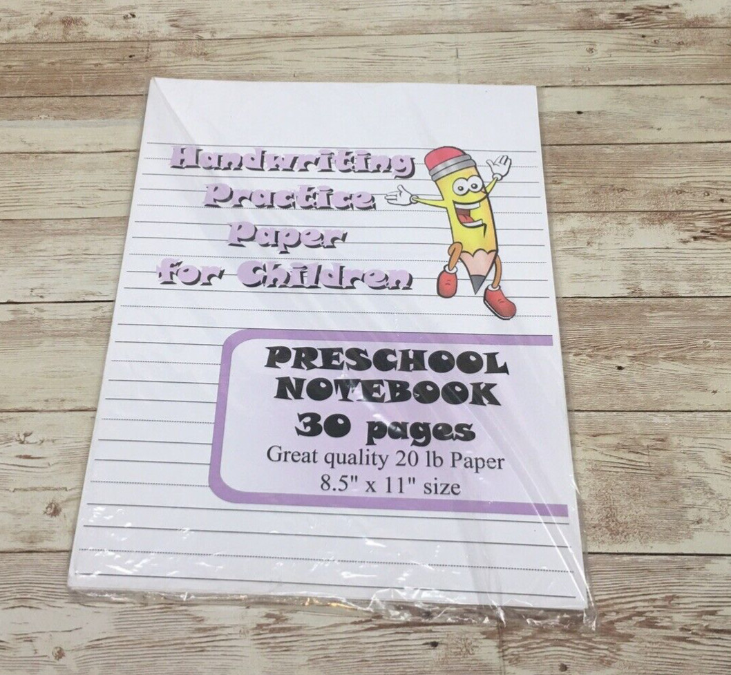 Preschool Notebook Page – Handwriting Practice Paper For Children – 30 Sheets