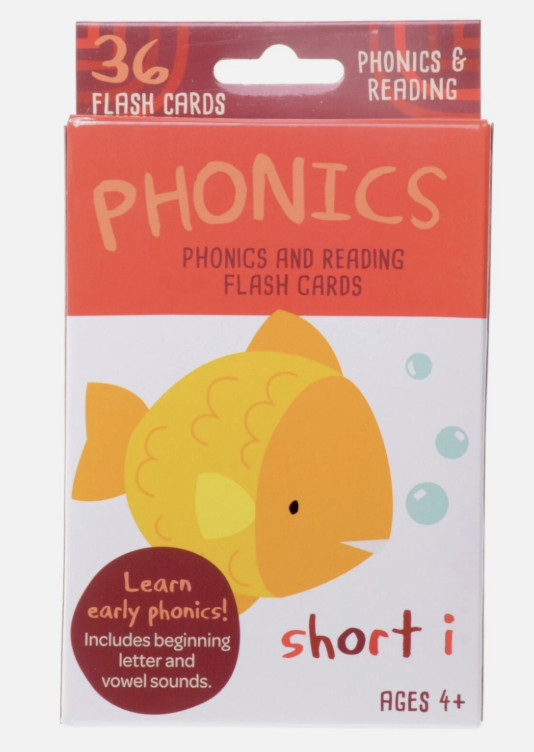 52 Alphabet Fun Flash Cards + 36 flash cards PHONICS short i + Go fish card game