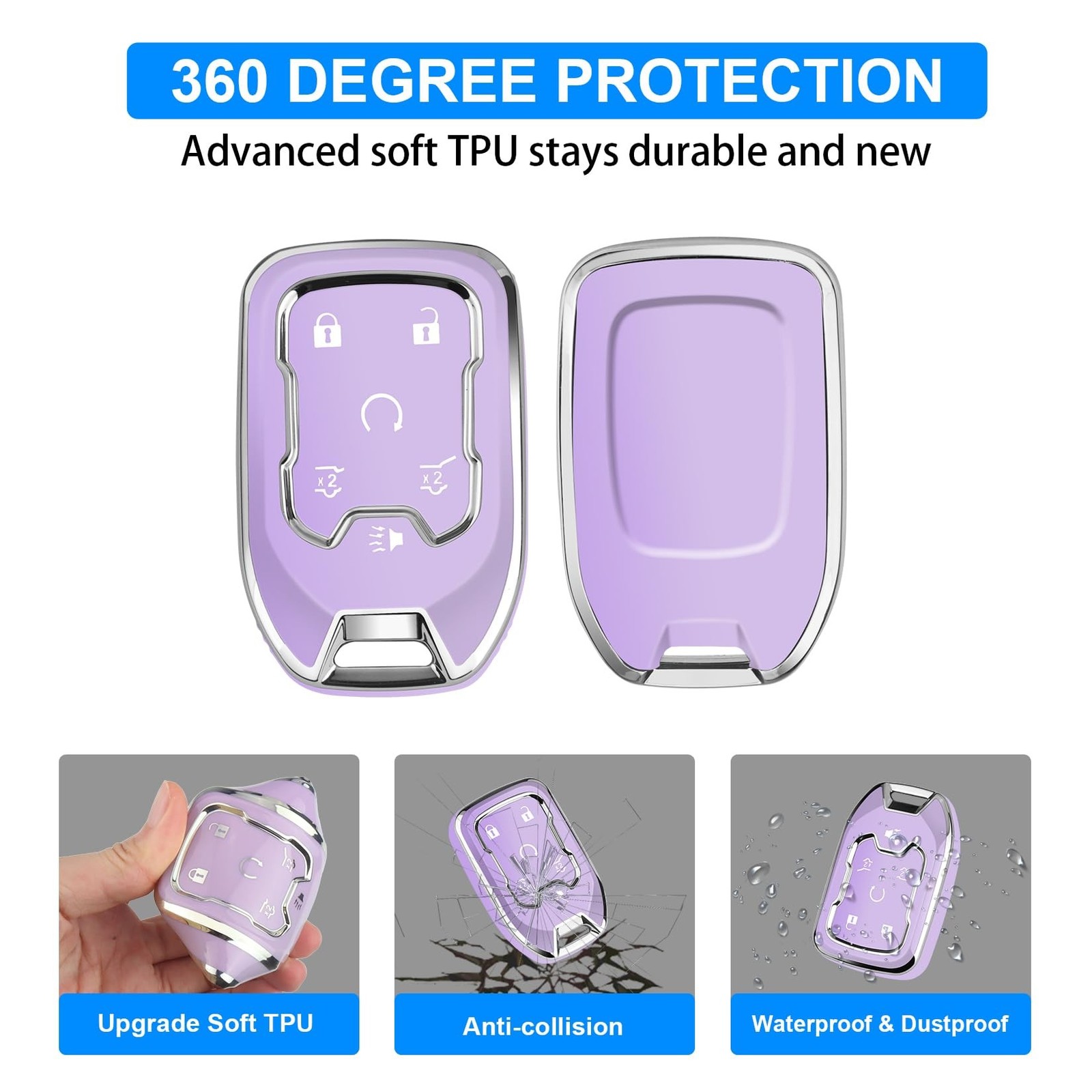 QBUC for Chevy Key Fob Cover, Key Fob Case for Suburban Tahoe, GMC, Sierra 15…