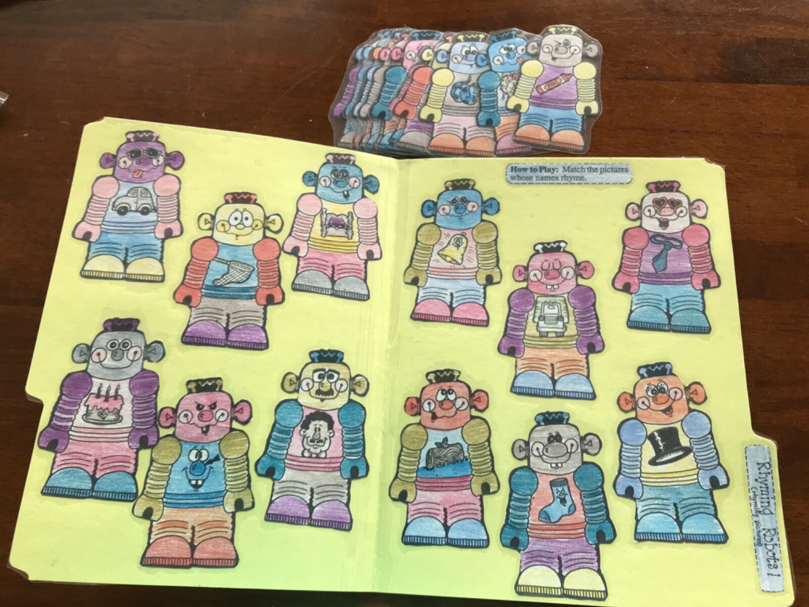 Rhyming Robots! Rhyming picture Grade K language Art file folder game teacher