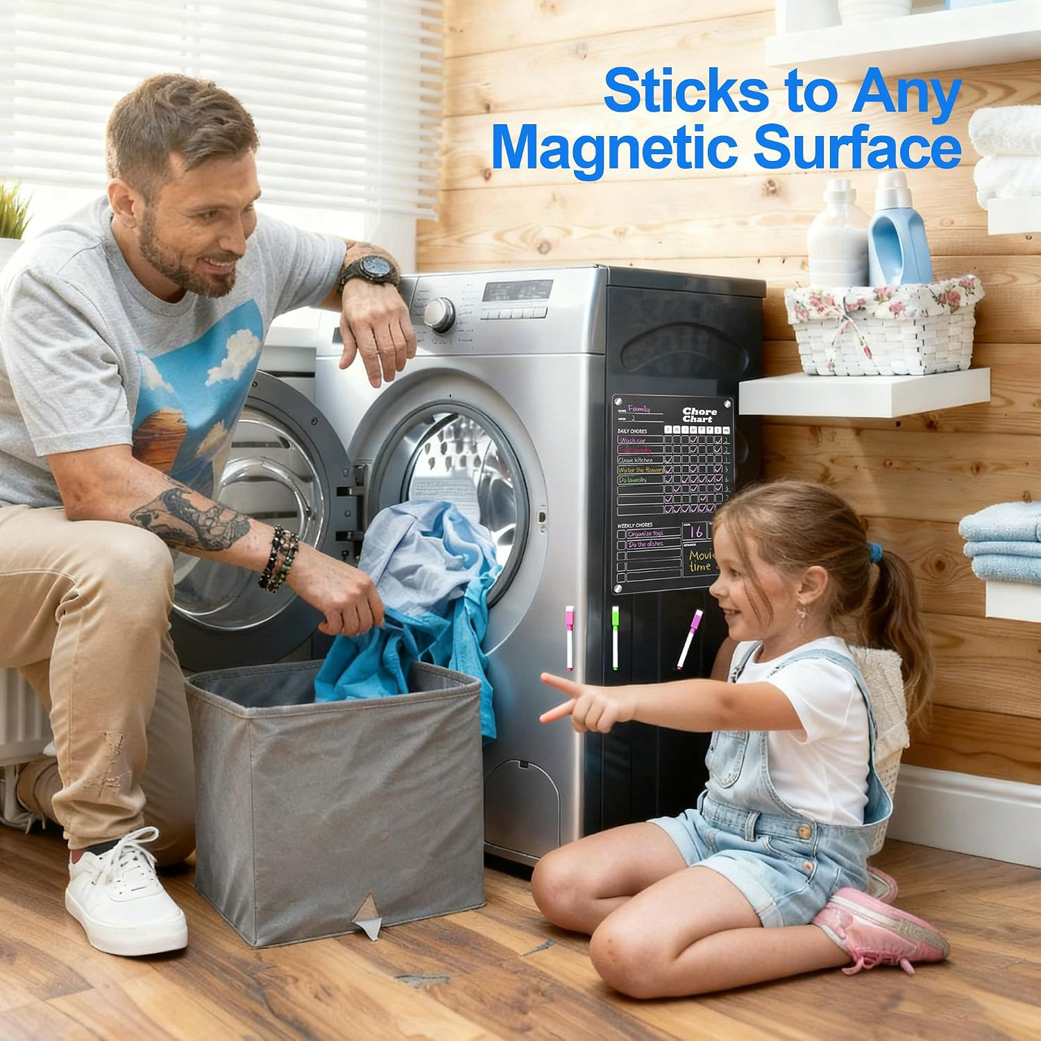 2 Pcs Acrylic Magnetic Chore Chart for Kids on Fridge, Chore Board, Dry Erase Ch