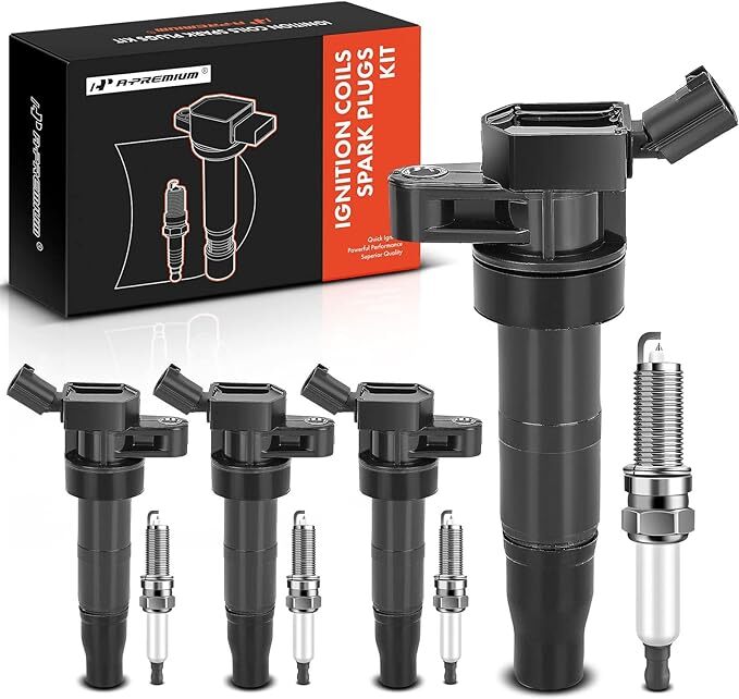 APM Set of 4 Ignition Coil Pack and Iridium Spark Plugs Compatible with