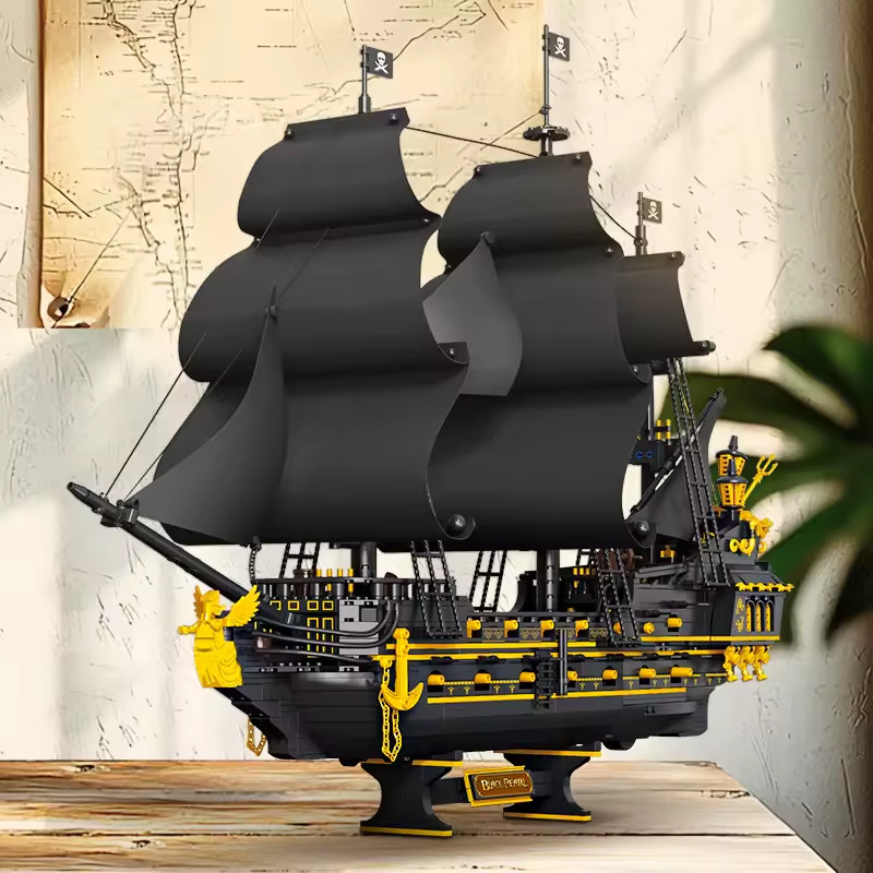 2900PCS Dark Phantom Pirate Ship Building Blocks Classic Ghost Ship Model Bricks