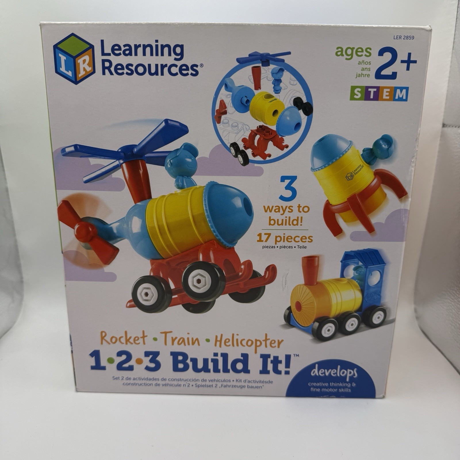 Learning Resources 1-2-3 Build It Rocket Train Helicopter STEM Toy New