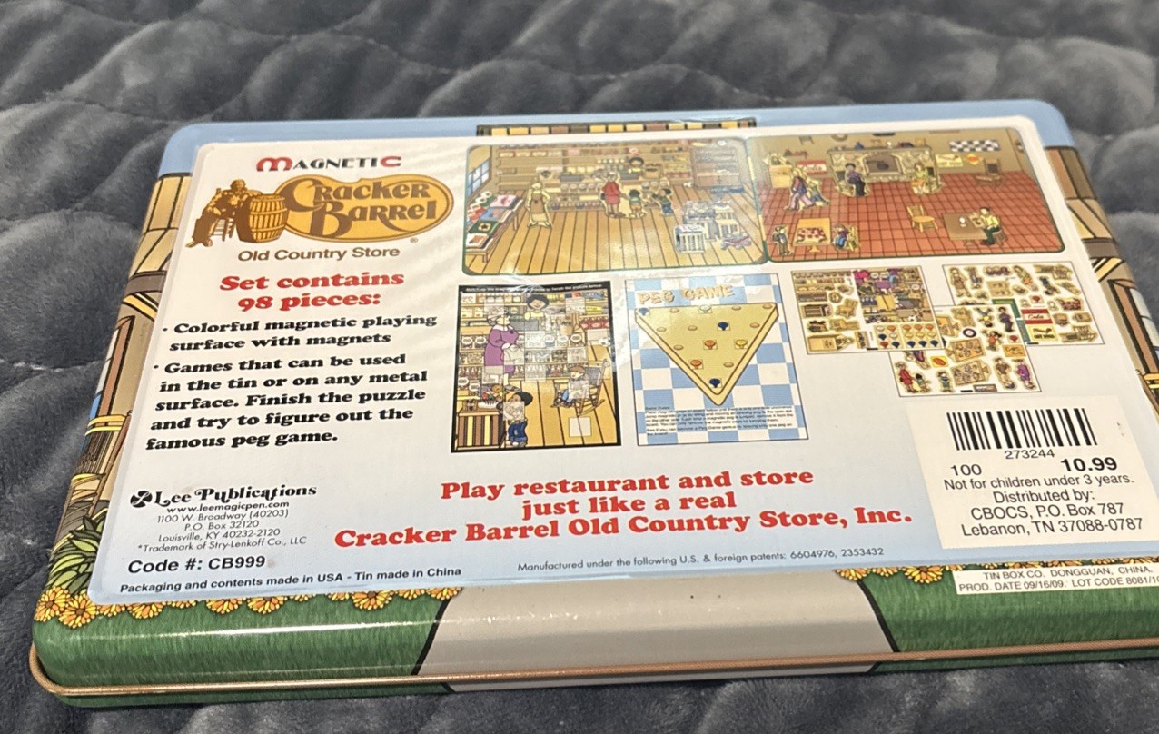 Cracker Barrel Old Country Store, 98 Magnetic Play Set In Tin Container. New*
