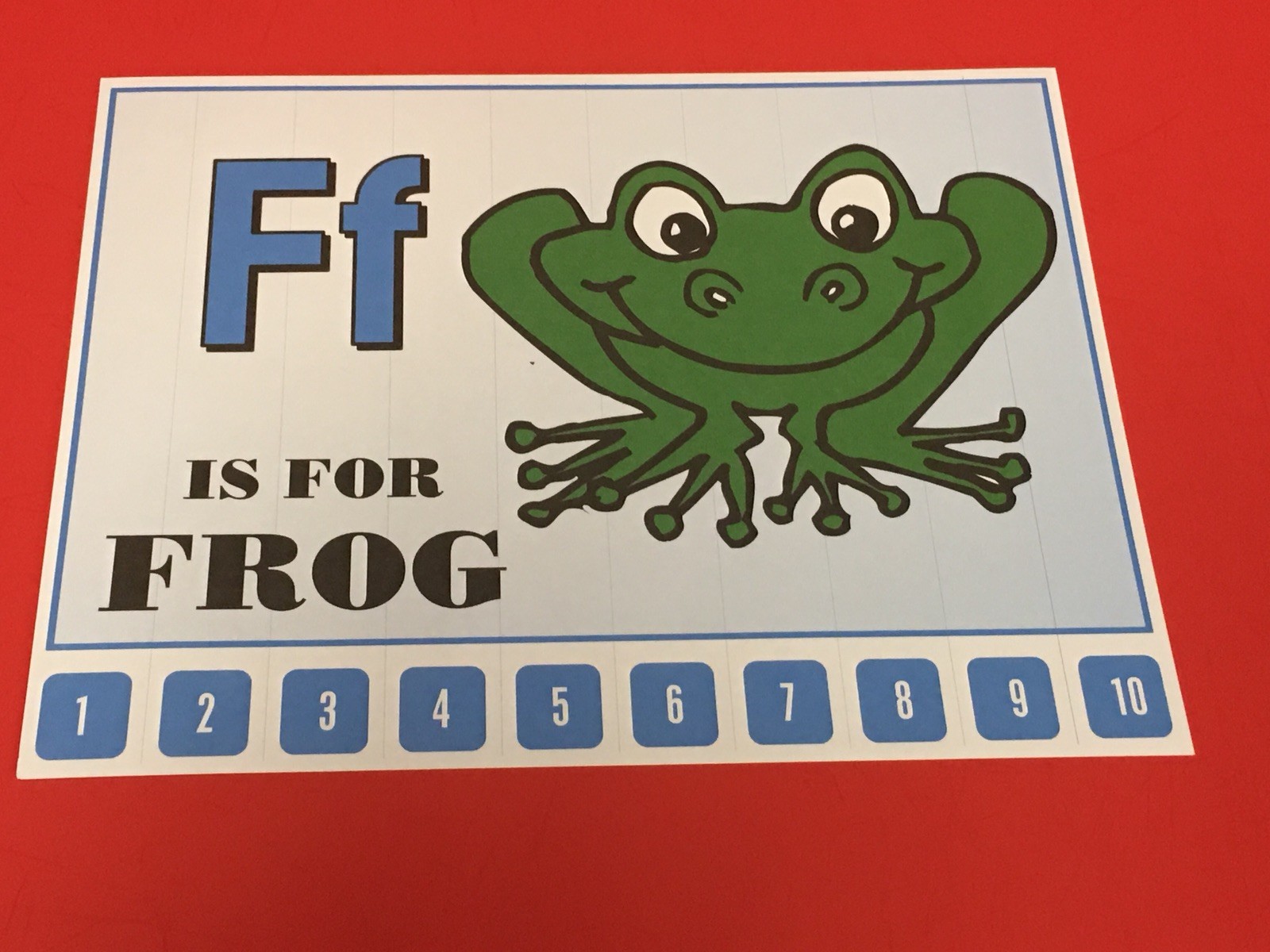 Letter F Frog – Number Sequencing Puzzle, numbers 1-10 Laminated