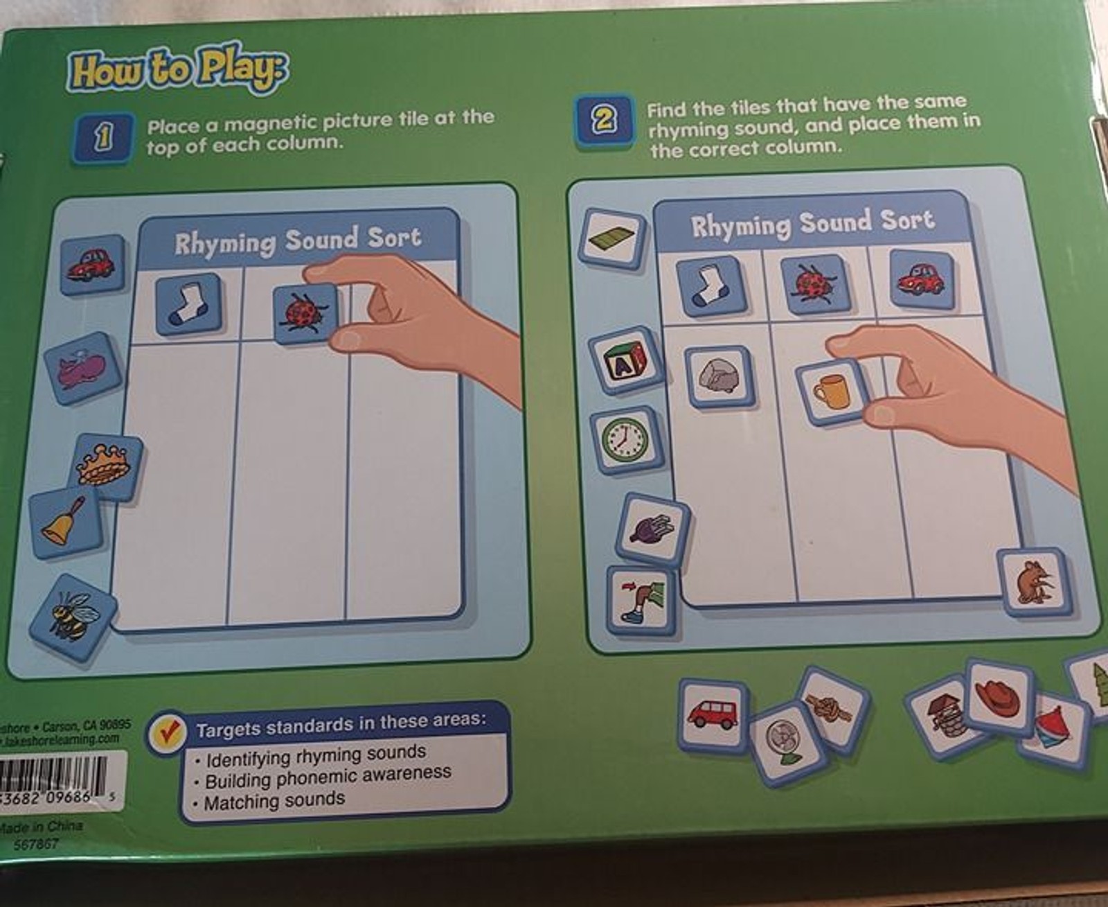 LakeshoreLakeshore Magnetic Sound Sorting Board Rhyming Sounds Reading Phonics