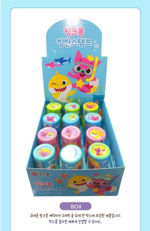 Pinkfong Baby Shark Praise Stamp 12ea Set Baby Kids Education Play Toy 4 Color
