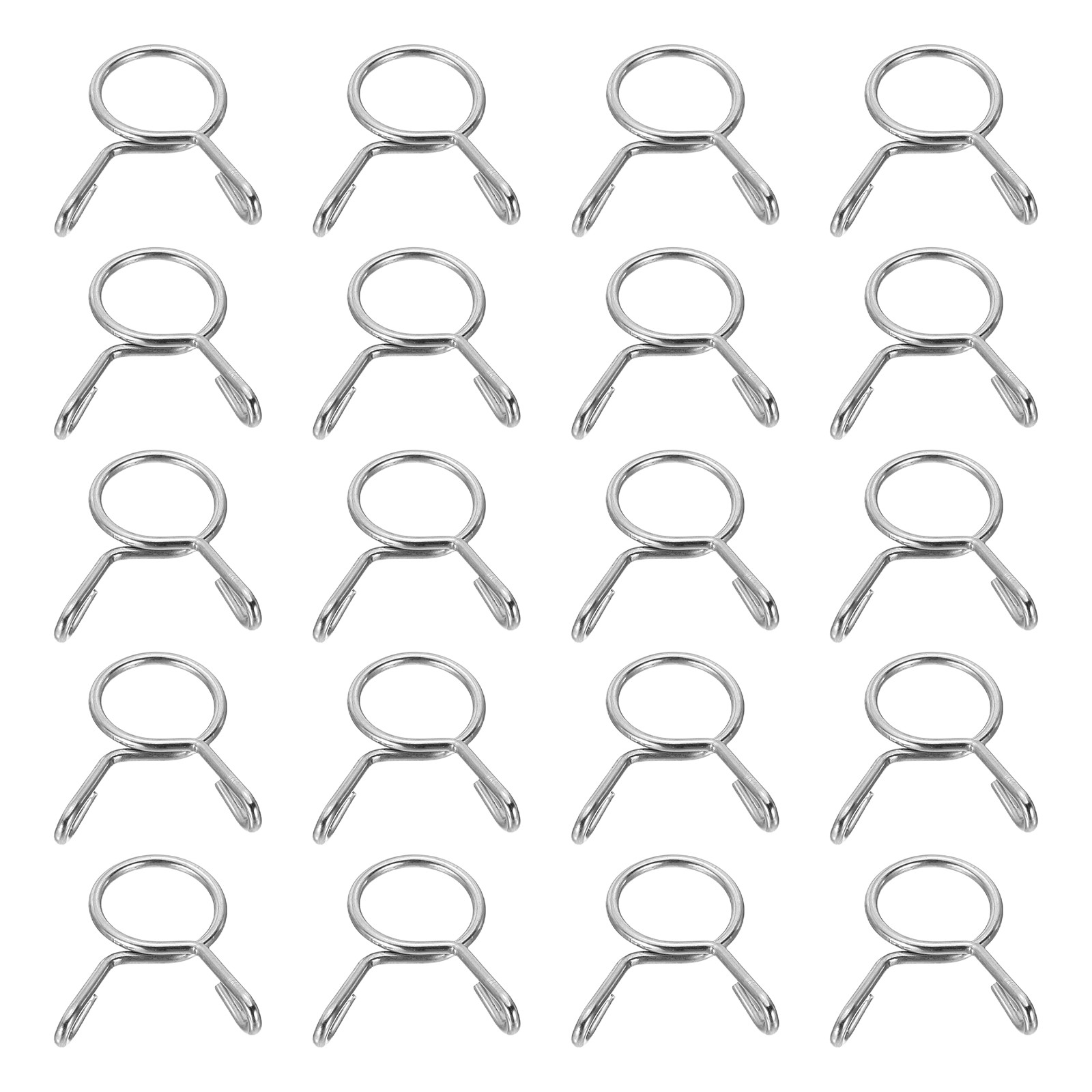 20Pcs 10.5mm ID 11.9mm Clamp Dia Silver Fuel Line Hose Clips Steel Spring Clips