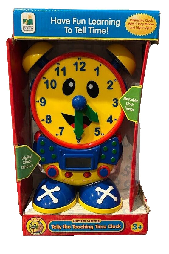 The Learning Journey Telly The Teaching Time Clock Blue/Yellow 2015 NIB