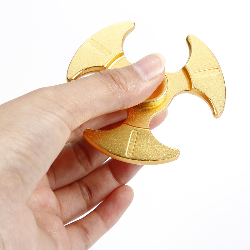 FIDGET FINGER HAND SPINNER PREMIUM METAL TRI BLADE AXE GOLD EDC FOCUS STRESS