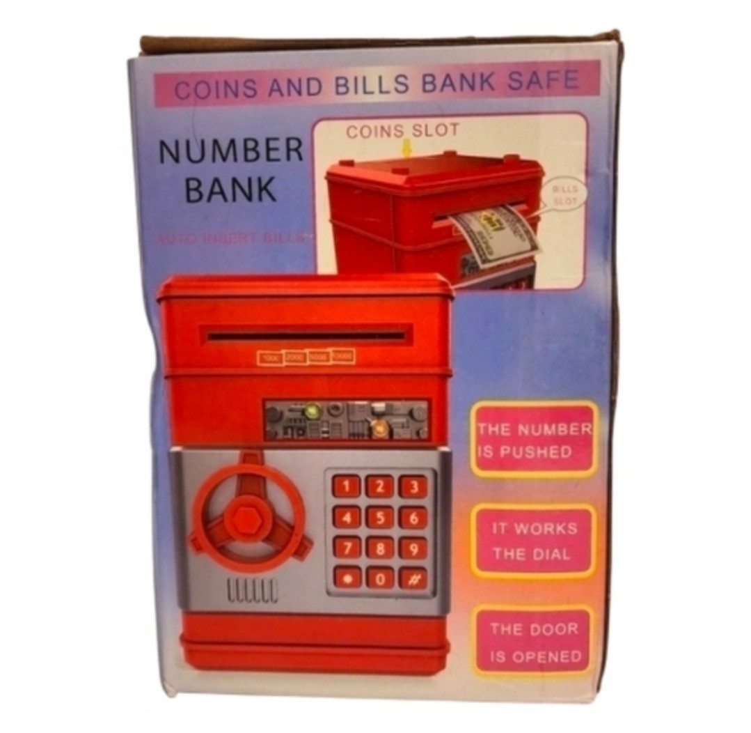Kids Electronic Money Bank Safe Pink ATM Piggy Bank Password Lock Toy