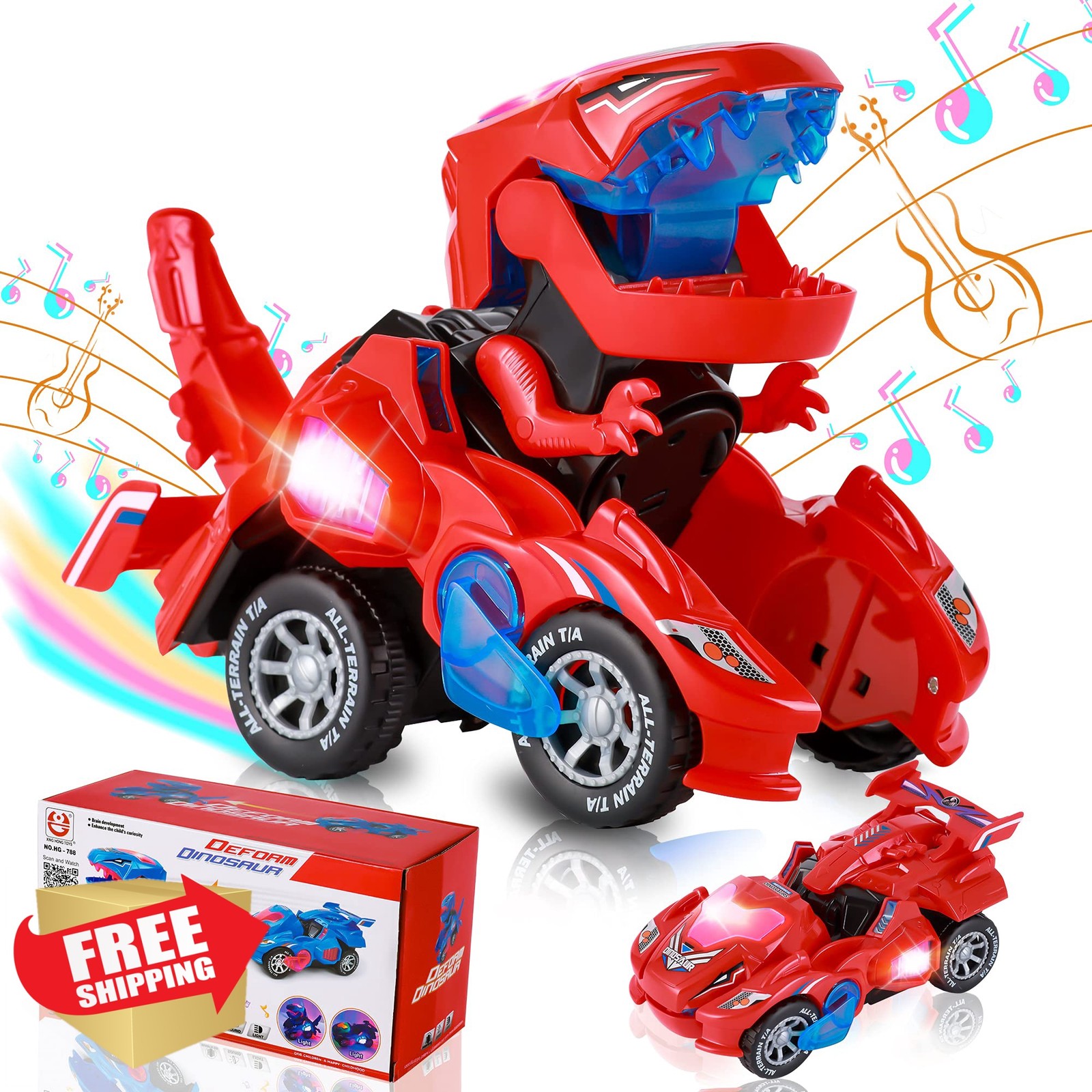 Hirger Transforming Dinosaur Toys for Kids, Auto Transformer Car Toy for Todd…