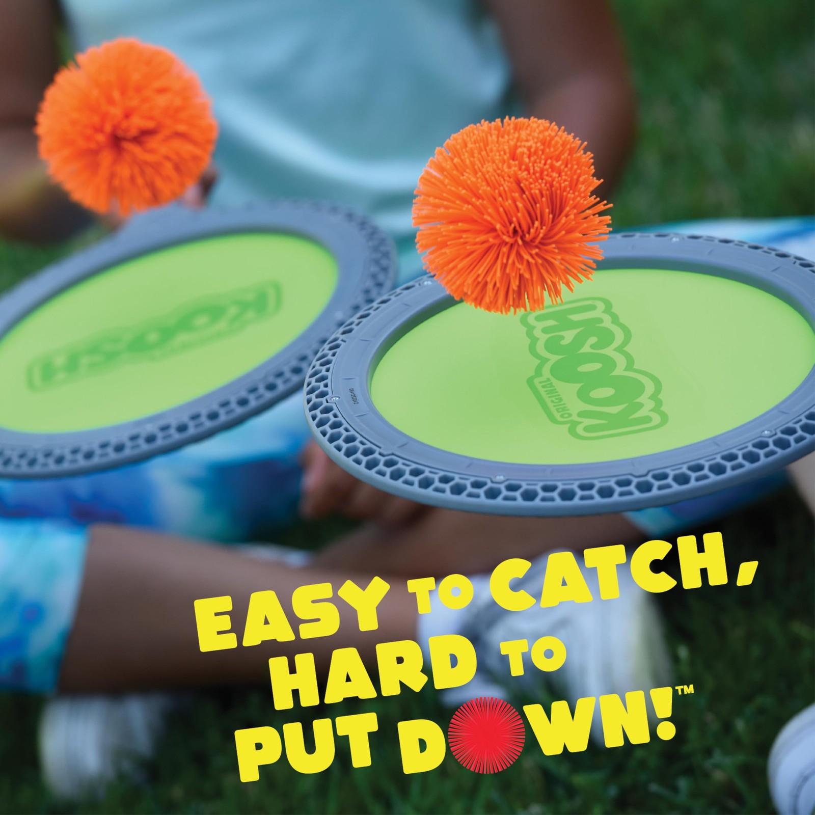 Koosh Double Paddle Playset — Paddles and Ball for Added 0, Green Gray